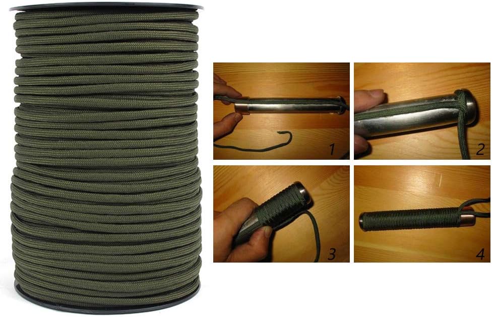 100M Parachute Cord Roll 550 Type Paracord Lanyard Rope 9 Strand Cores Outdoor Tent Hiking Rope Roll Parachute Cord (Army Green)