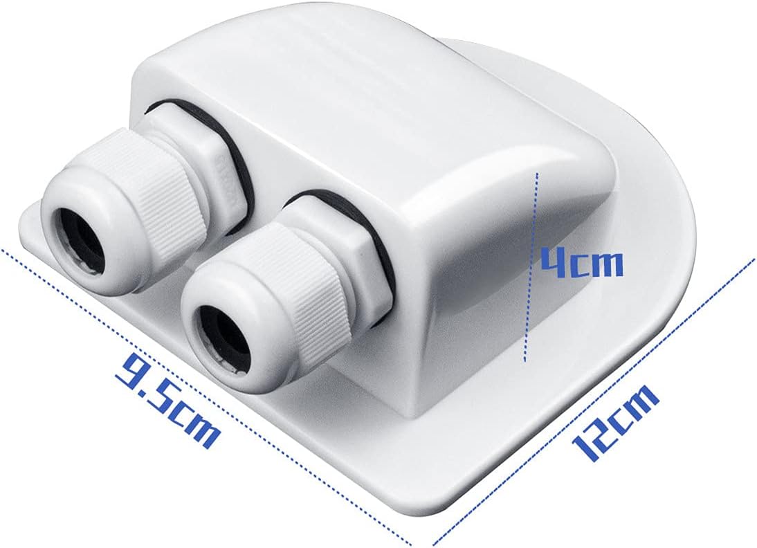Solar Cable Entry Gland - Waterproof Double Connector Cover, Photovoltaic Plastic Bracket Curved ABS Dual Entry Housing for RV, Caravan Boat Panels