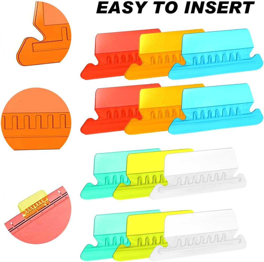 File Folder Tabs Hanging File Folder Labels 60 Sets Plastic File Tabs with Inserts for Hanging Files
