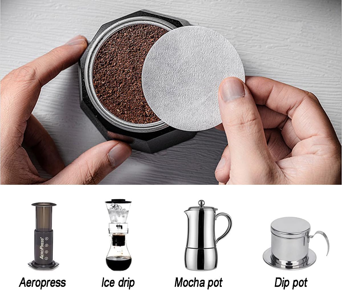 Disposable Replacement Coffee Paper Filters, 600 Counts 64mm Natural Unbleached Disposable Coffee Paper Filter for Aeropress Espresso Maker