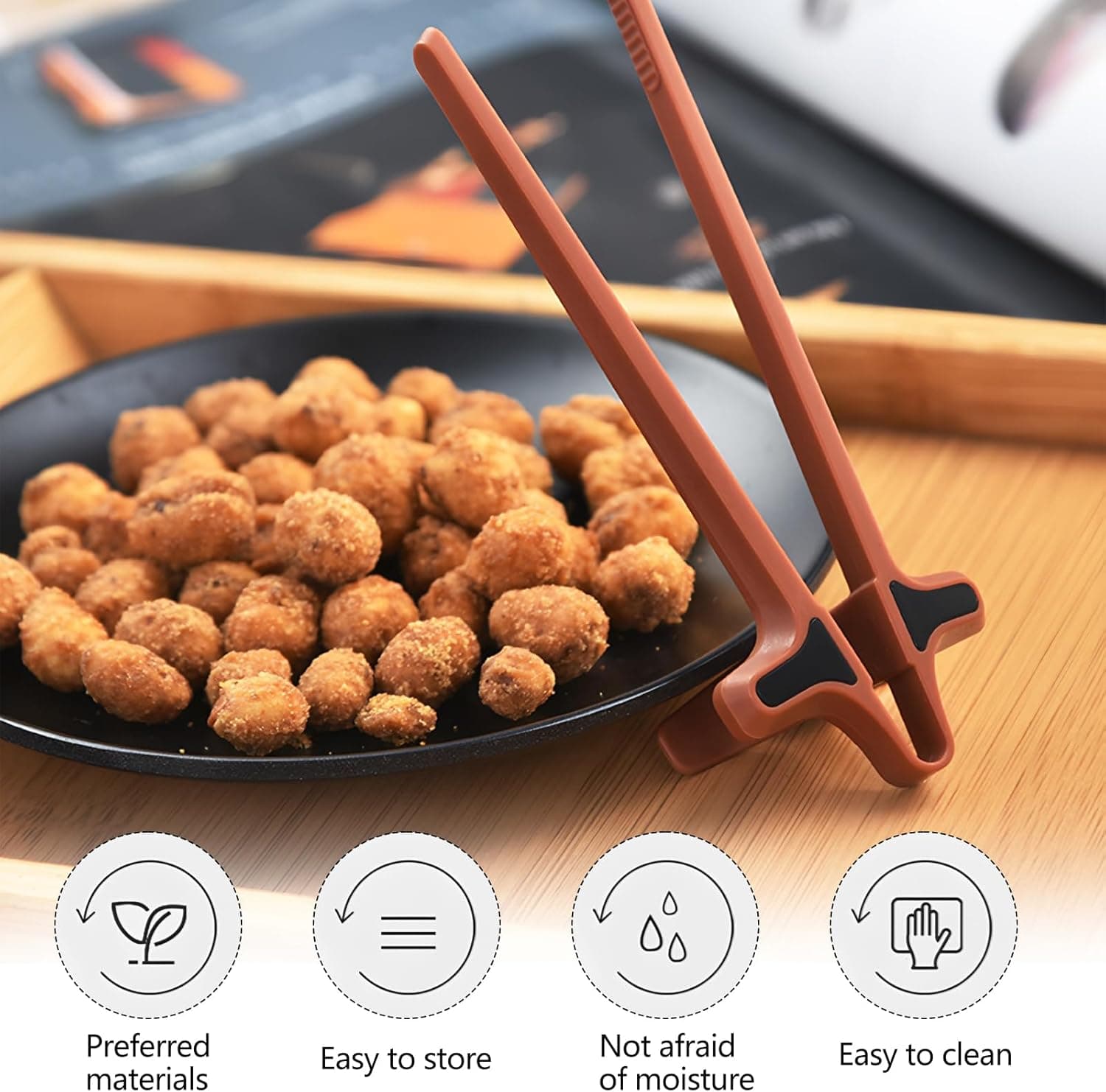 4Pcs Finger Chopsticks, Snack Chopsticks for Gamers Snack Clips Gamepad Accessories Mobile Game Accessories (Black, Brown, White)