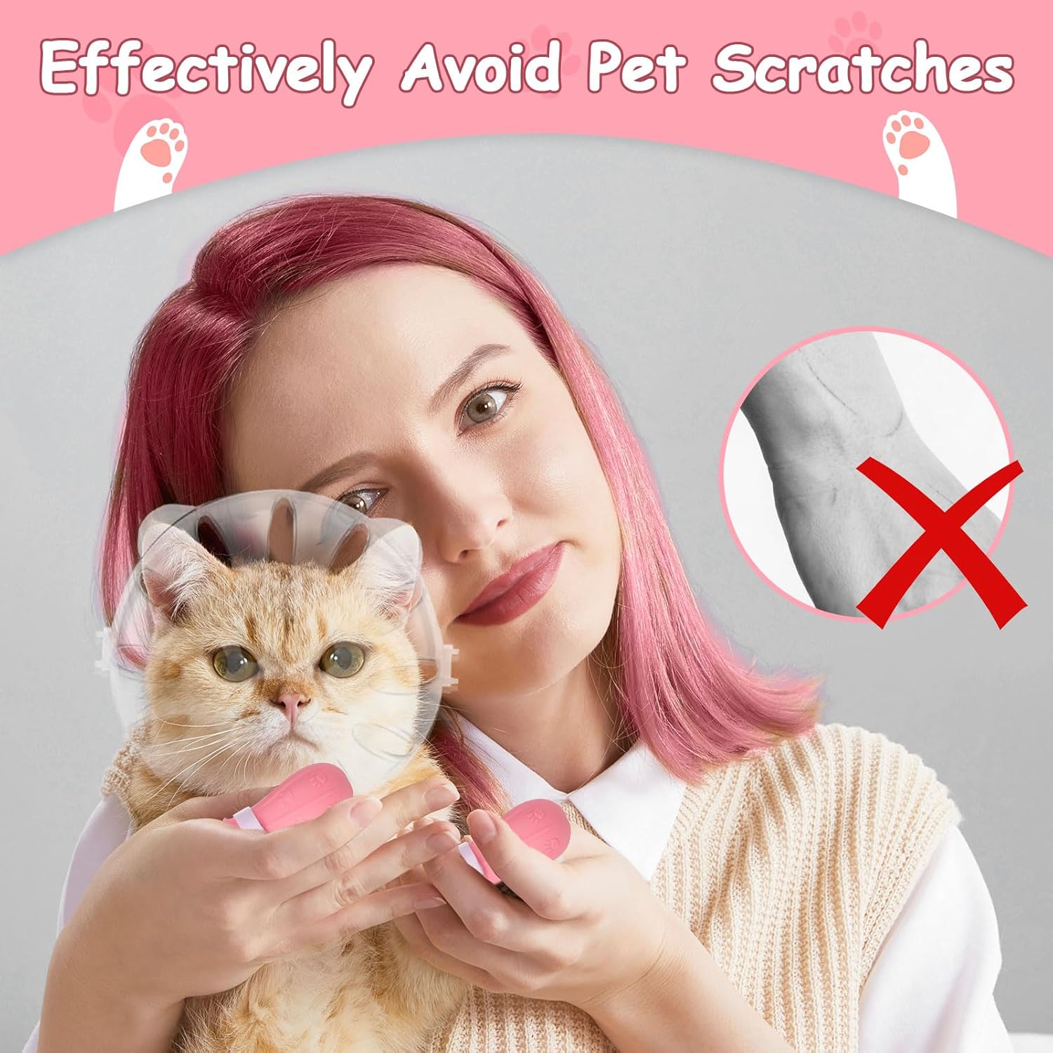 Cat Muzzle and Boots Set, Cat Transparent Muzzle Prevent from Cats Biting Chewing, Breathable Cat Adjustable Hood for Grooming, Adjustable Cat Anti-Scratch Foot Cover for Cats Bathing Nail Trimming