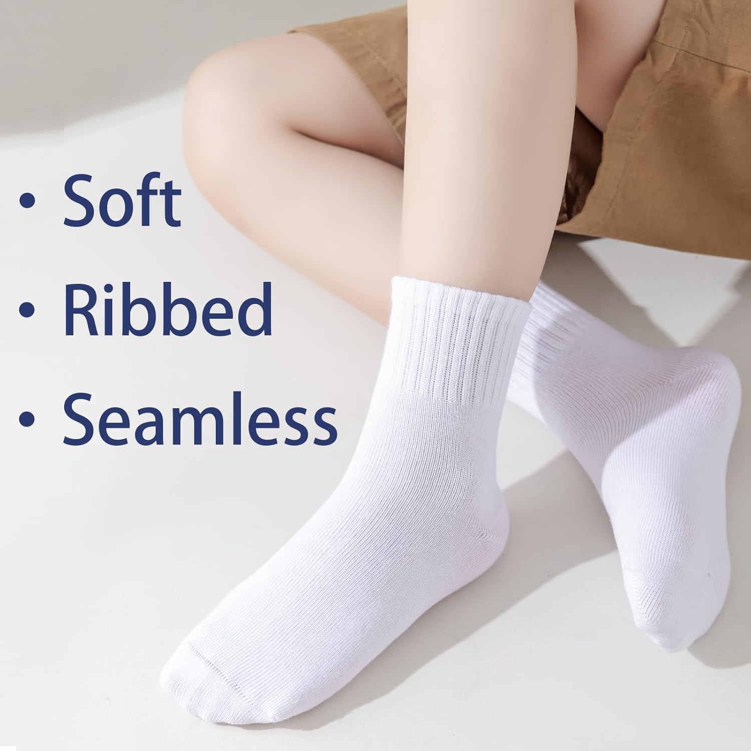 Boys Crew Socks Kids Seamless Cotton Socks Dress Socks Uniform Socks for Girls 4/8 Pairs