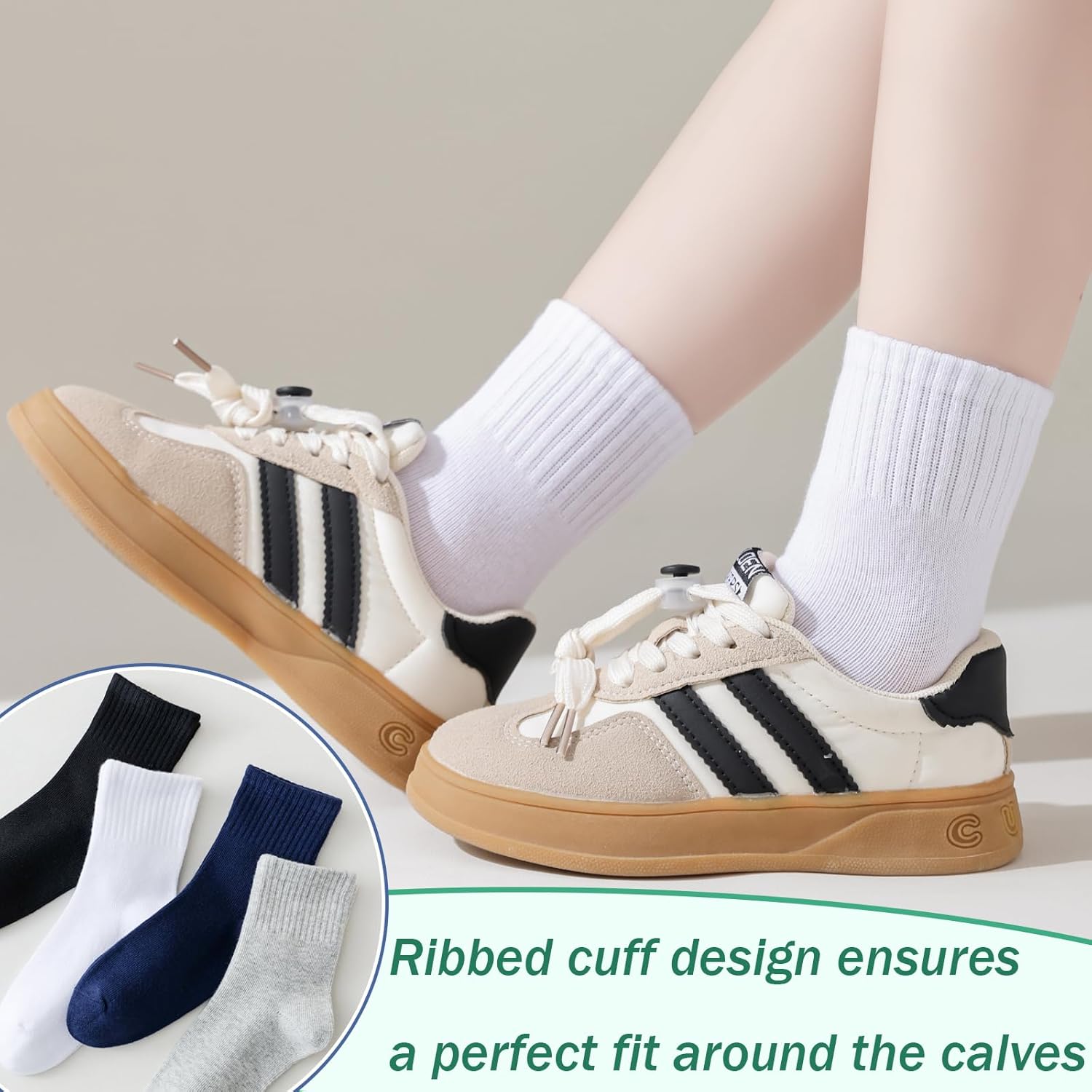 Boys Crew Socks Kids Seamless Cotton Socks Dress Socks Uniform Socks for Girls 4/8 Pairs