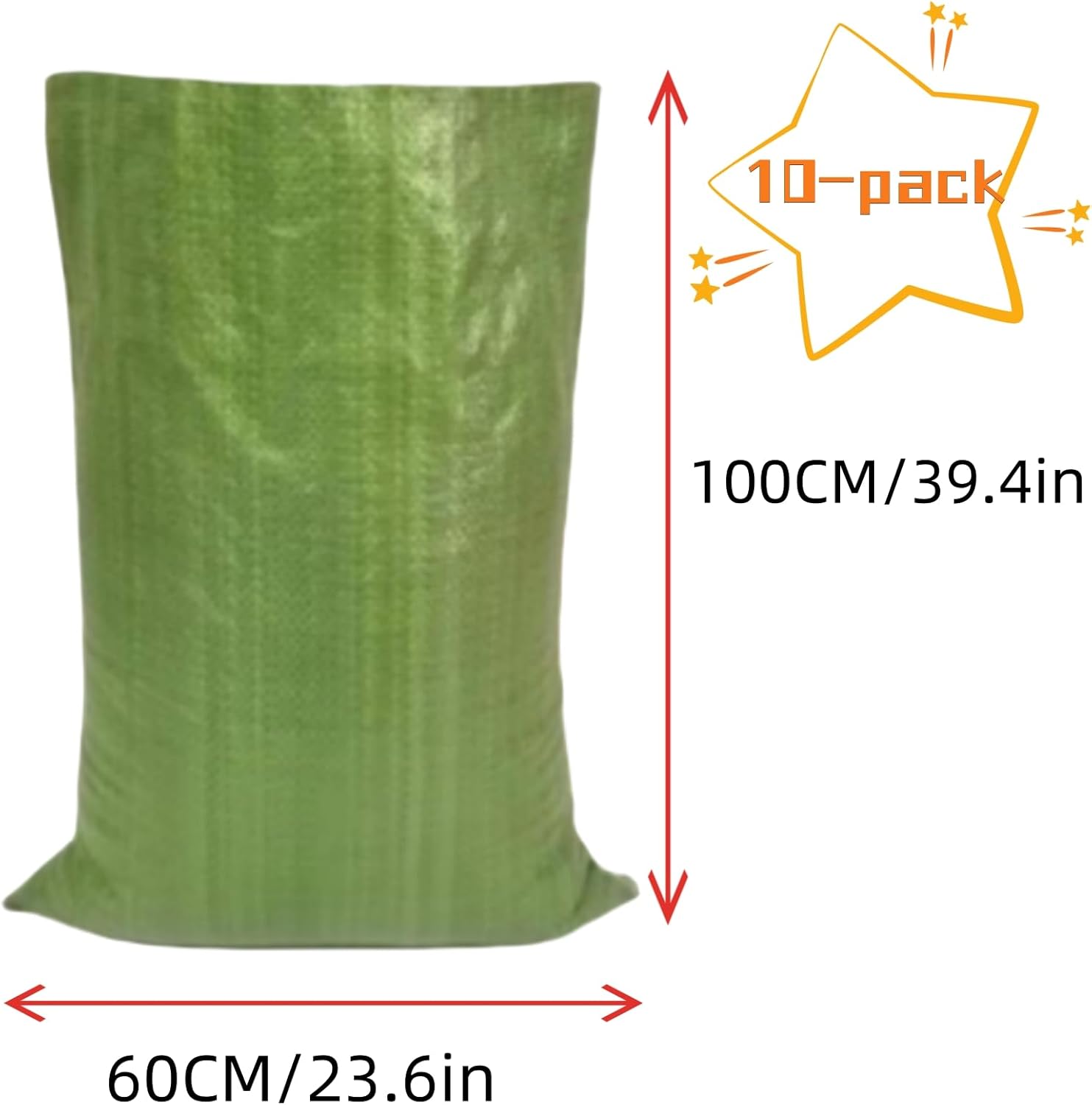 10PCS Potato Sack Race Bags,Large Seed Sack 60x 100cm Large Outdoor Lawn Game Bags for Adults and Children Birthdays, Yard，Game Parties, BBQs, Picnics，Storage (Green)