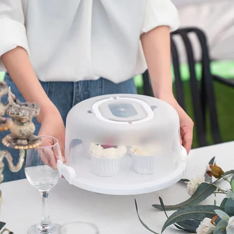 Large 10 Inch Cake Carrier Keeper Stand with Handles and Lids Container for Transport Cake Holder Tray with Cover Round Cupcake Storage Kitchen Cooking Box