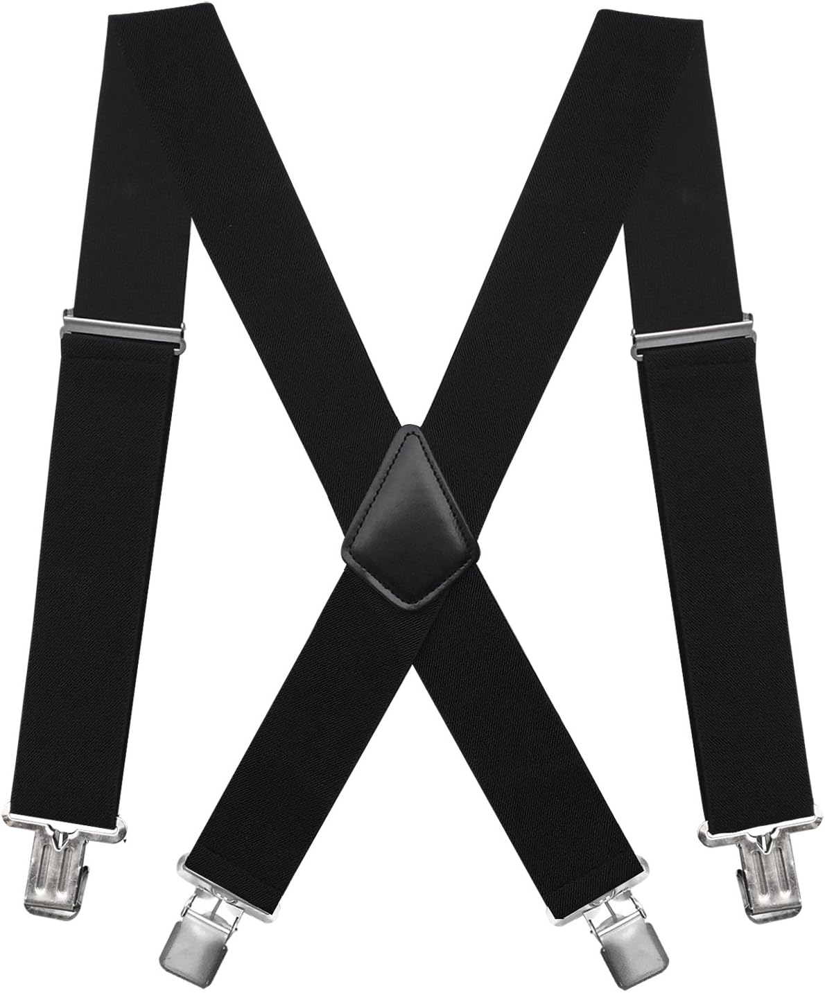 Mens Suspenders X-Back 2" Wide Adjustable Solid Straight Clip Suspenders