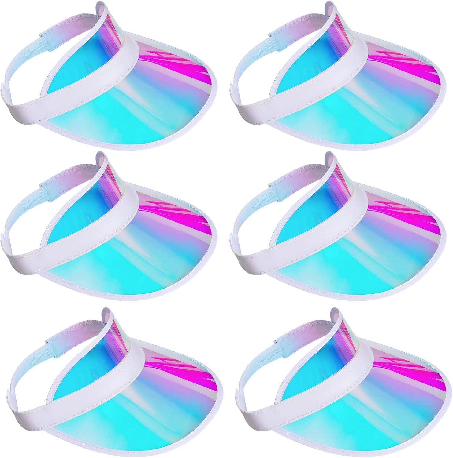 6 Pack Sun Visor Hats Cap Sports Visors Beach Tennis Golf Headwear for Women Men