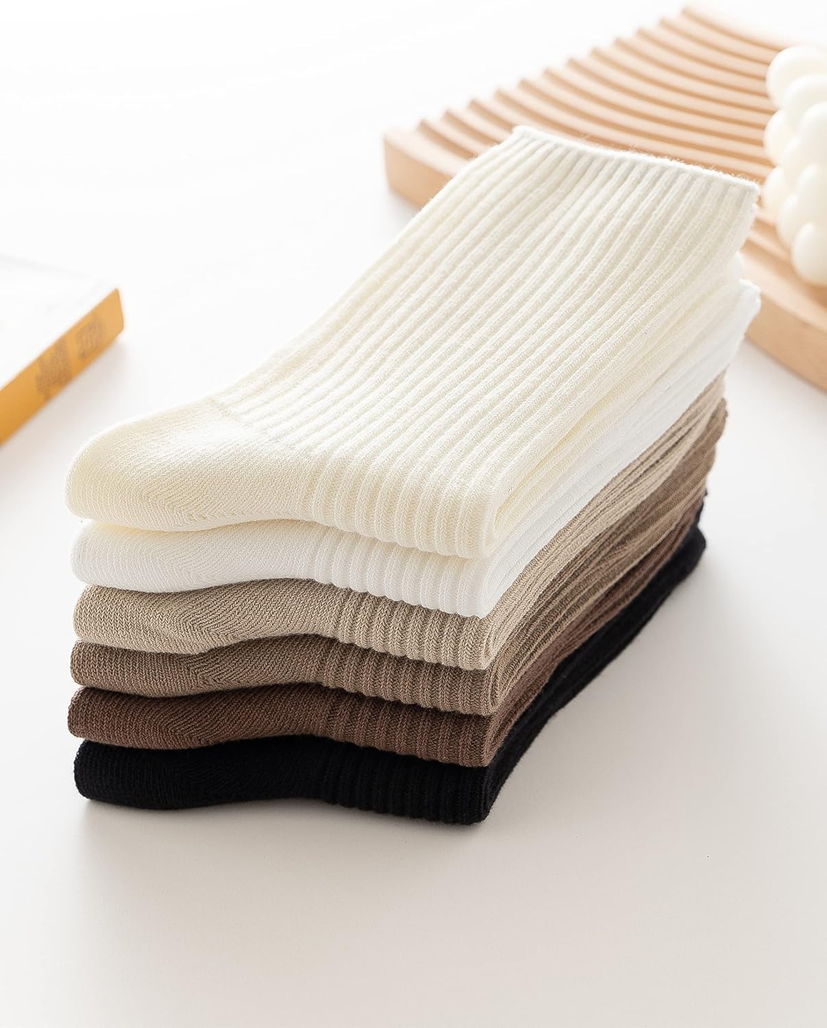 Womens Cute Crew Socks Casual Athletic Aesthetic Socks Neutral Cotton Socks for Women Granola Girls Clothes