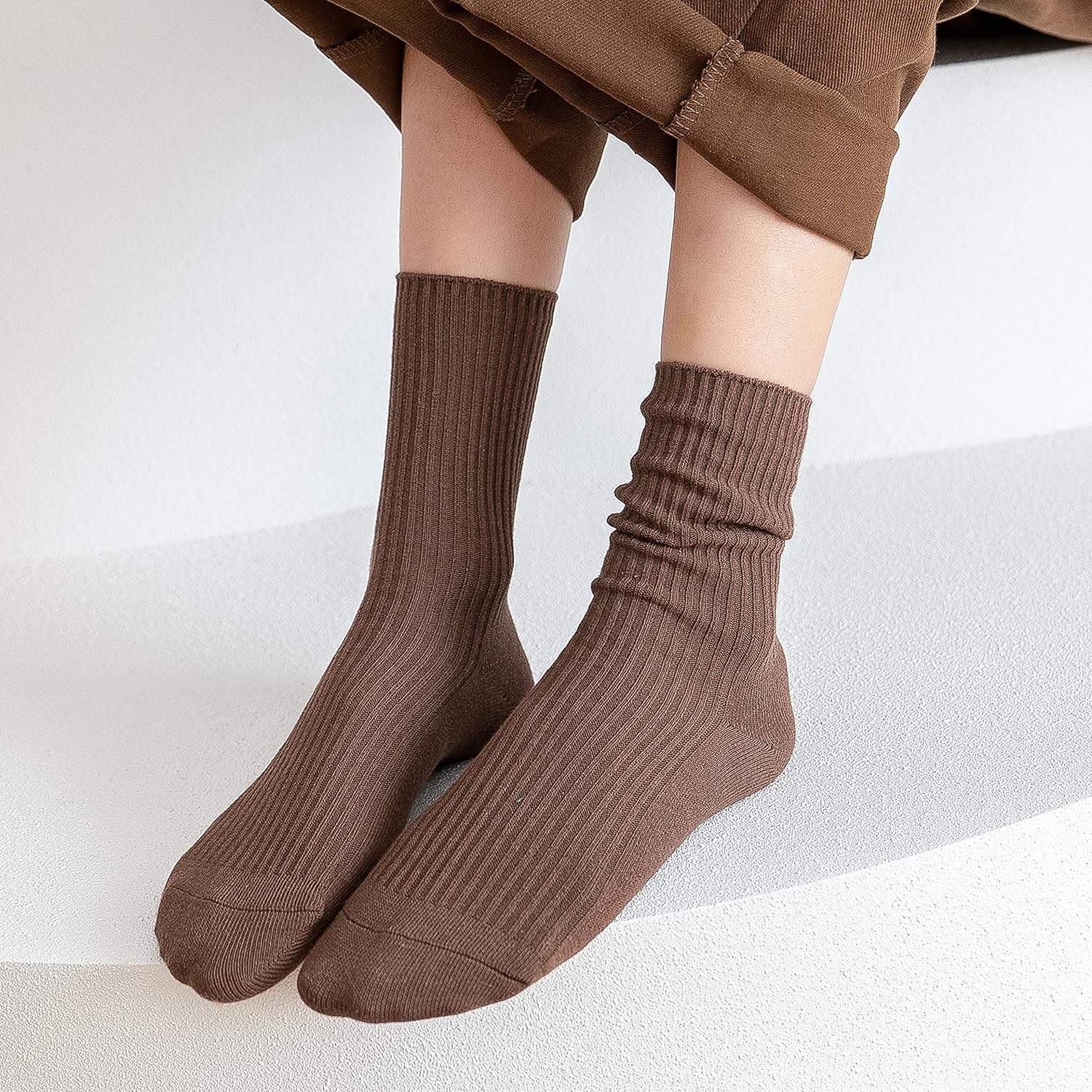 Womens Cute Crew Socks Casual Athletic Aesthetic Socks Neutral Cotton Socks for Women Granola Girls Clothes