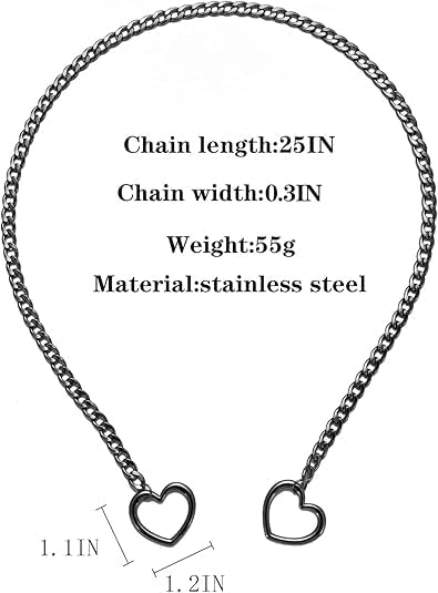 Heart Slip Chain Necklaces for Women Stainless Steel O-Ring Adjustable Lariat Heart Y-Necklace Cuban Long Necklace Punk Gothic Cuban Collar Choker Necklace Jewelry