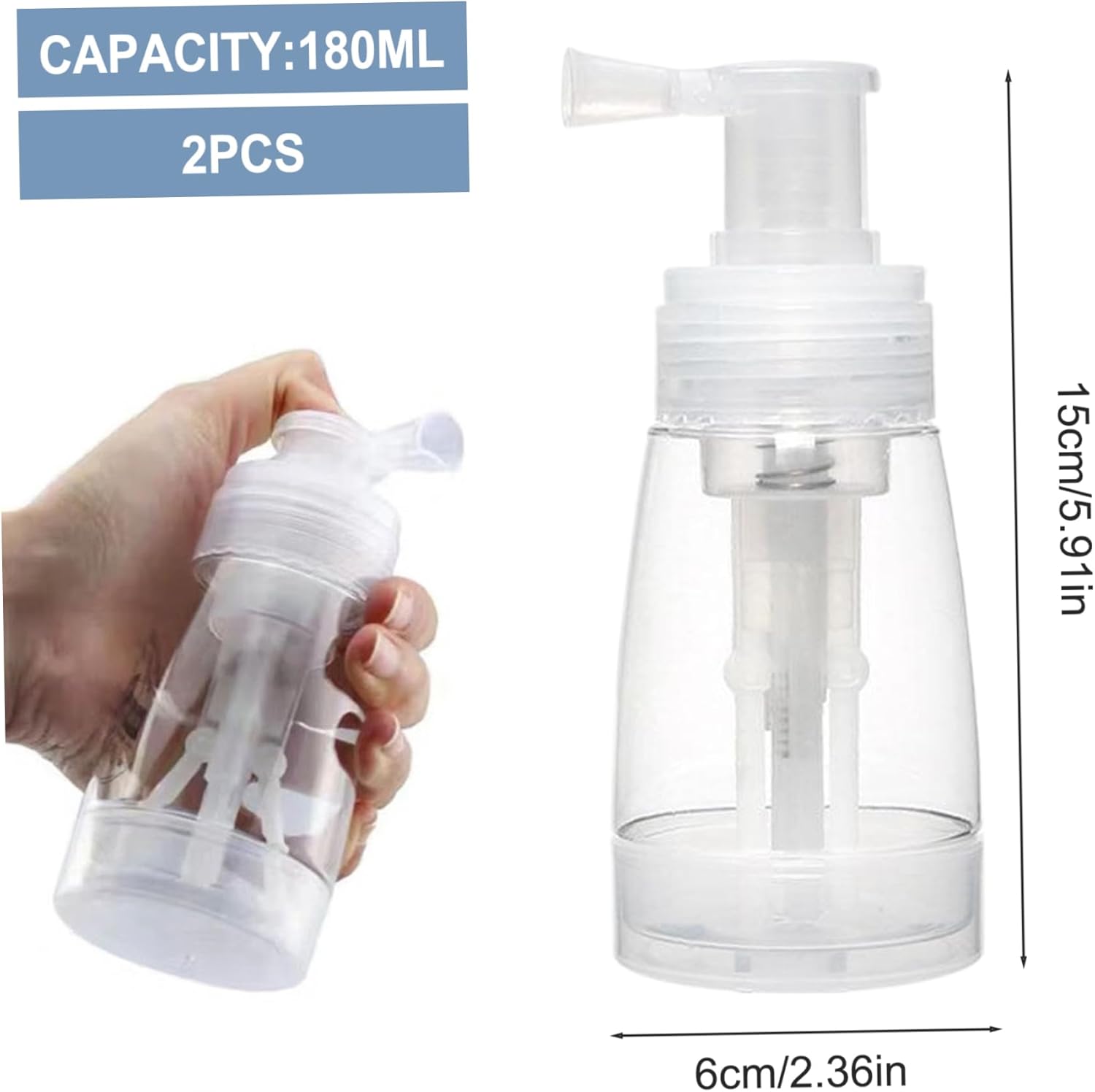 2PCS Powder Spray Bottle, 180ml Portable Powder Dispenser with Converging Nozzle, Powder Container Even Dispensing Powder Spray for Baby Powder, Body Powder and Even Edible Glitter