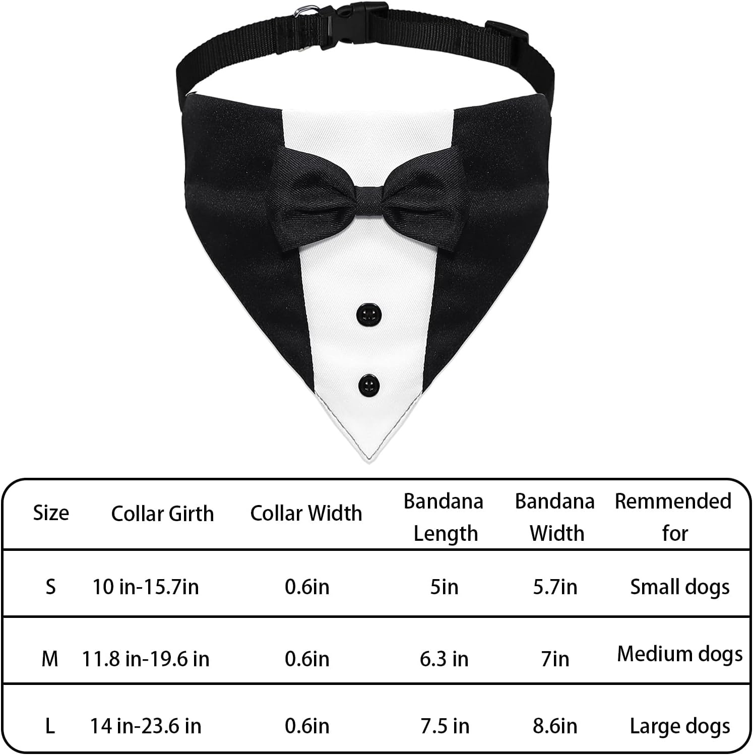 Dog Tuxedo, Formal Dog Wedding Marriage Bandana Bow Tie Collar Adjustable Cat Costume Pet Party Tux for Small, Medium and Large Dogs Engagement Birthday