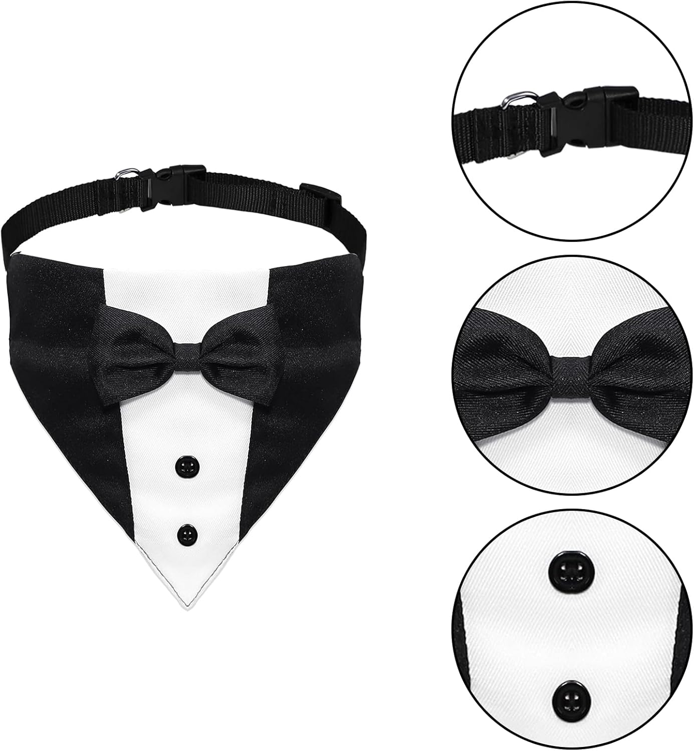 Dog Tuxedo, Formal Dog Wedding Marriage Bandana Bow Tie Collar Adjustable Cat Costume Pet Party Tux for Small, Medium and Large Dogs Engagement Birthday