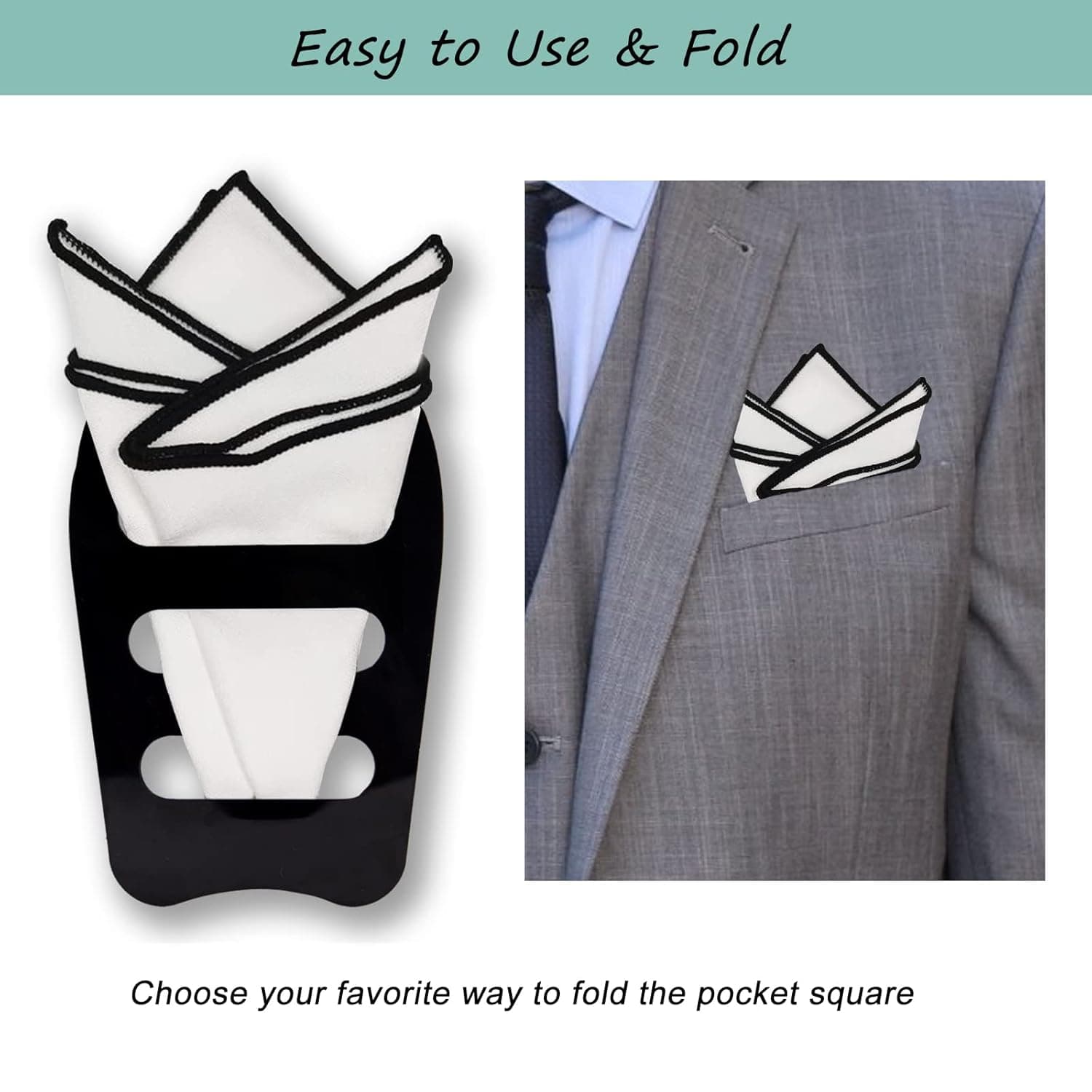 Pocket Squares Holder, Accessories for Men Square Scarf, Suits, Tuxedos,Vests and Dinner Jackets, 3 Pack, One Size