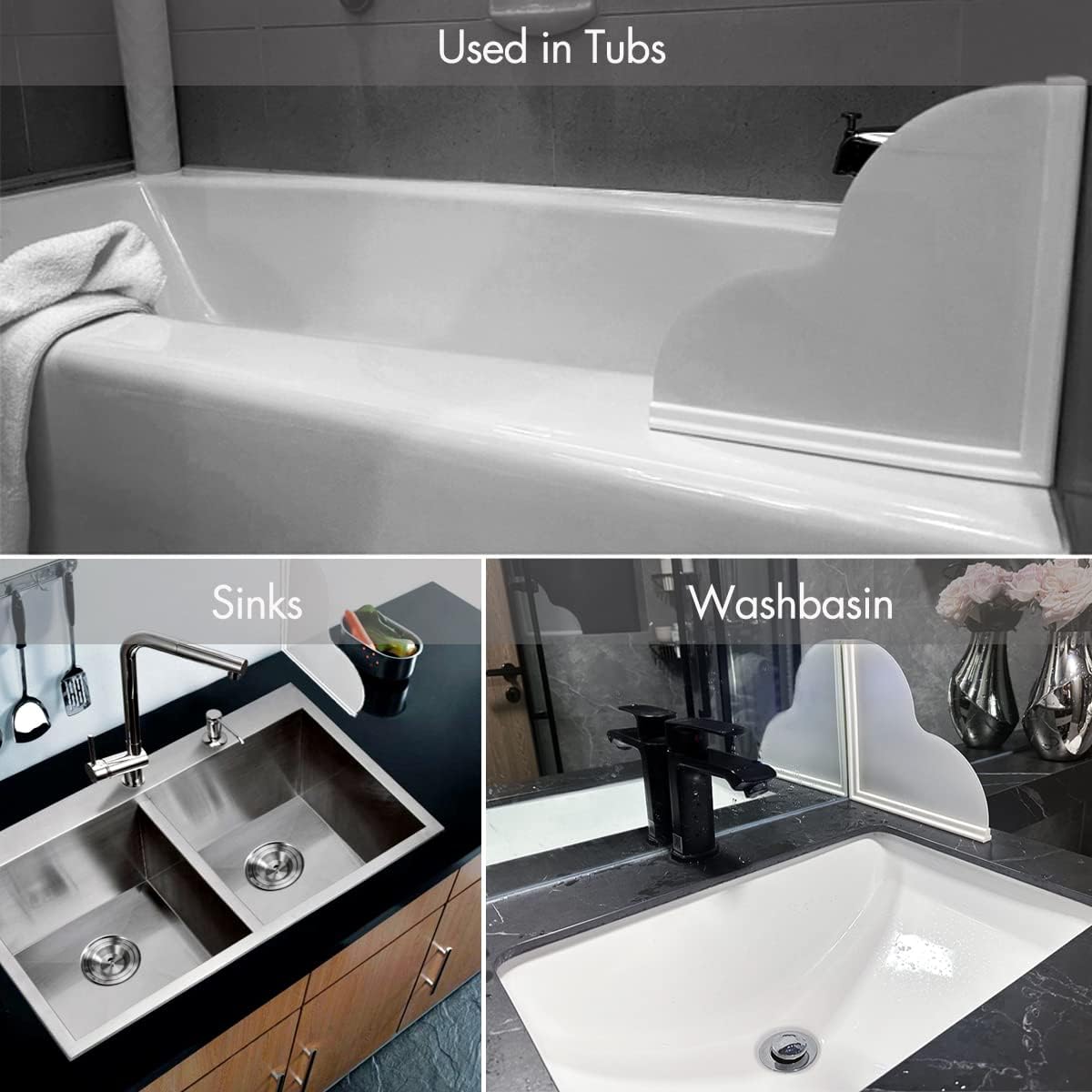 Shower Splash Guard Kit, Large Splash Guards for Bathtub Waterproof Self-Adhesive Shower Corner Guards to Keep Water in Shower or Bath, Pack of 2 (9.25 x 9.25 inches)