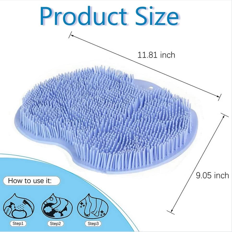 Large Shower Foot Scrubber Mat Exfoliation Foot Massager Non Slip Suction Cups Blue