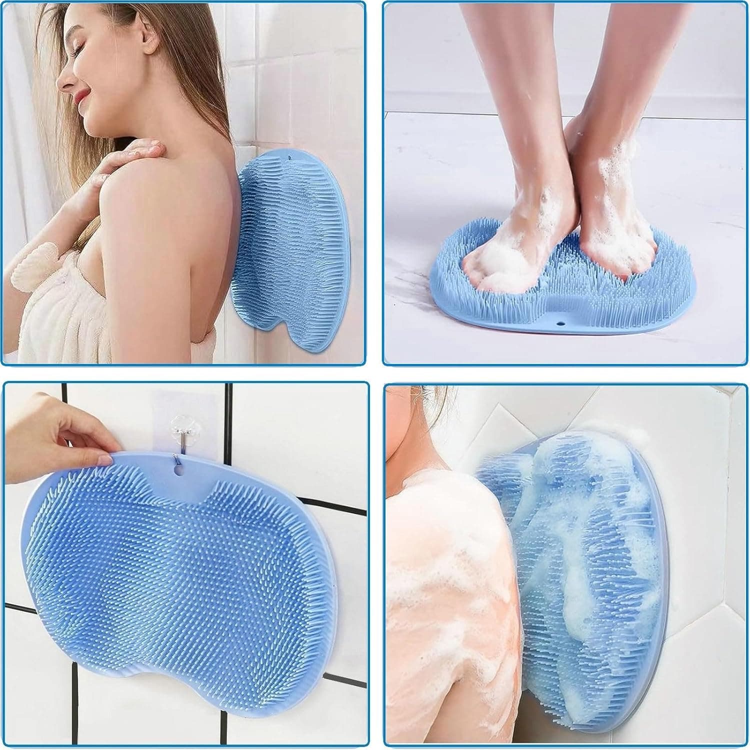 Large Shower Foot Scrubber Mat Exfoliation Foot Massager Non Slip Suction Cups Blue