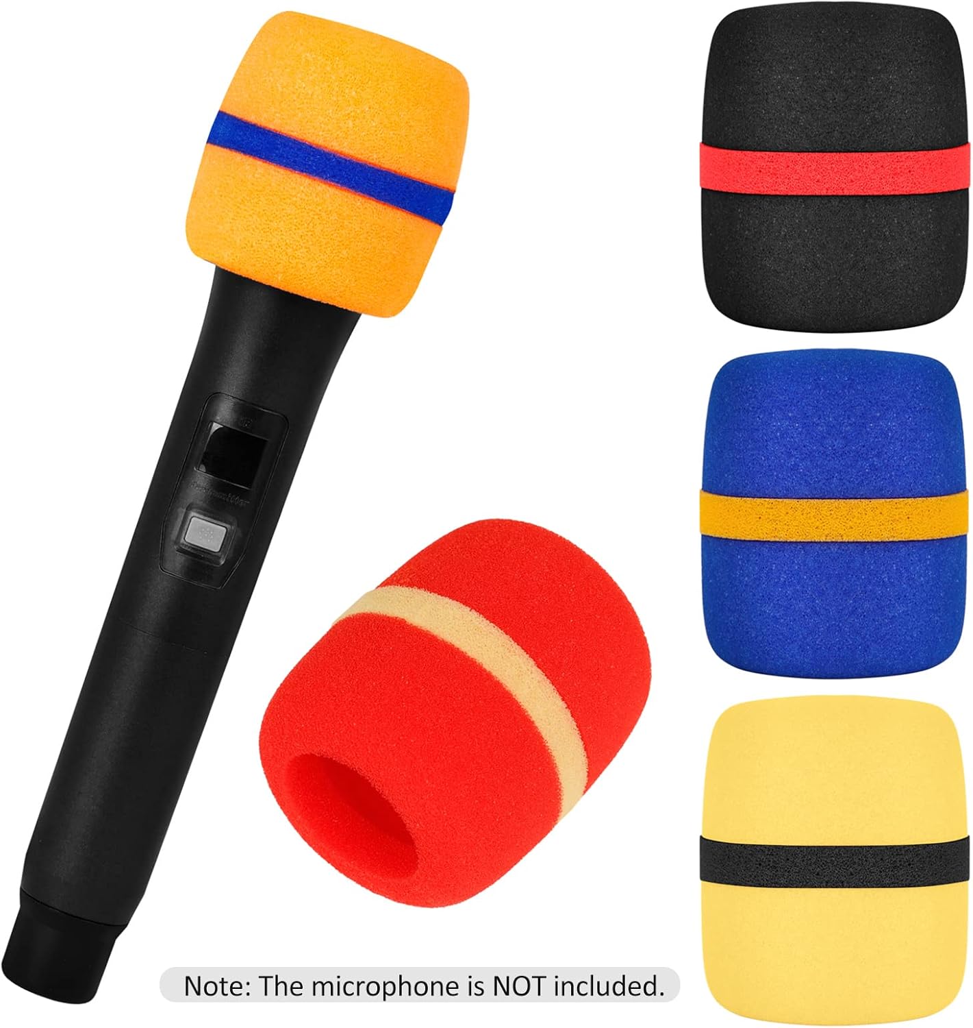 5 Pack Thick Foam Mic Cover Handheld Microphone Windscreen Colorful Microphone Sponge Cover for Karaoke DJ Stage Performance