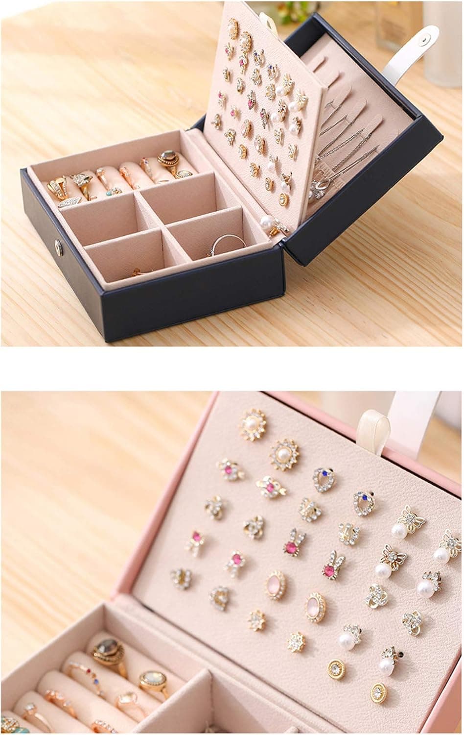 PU Leather Jewelry Storage Box Stylish Design Large Capacity Organised Accessories