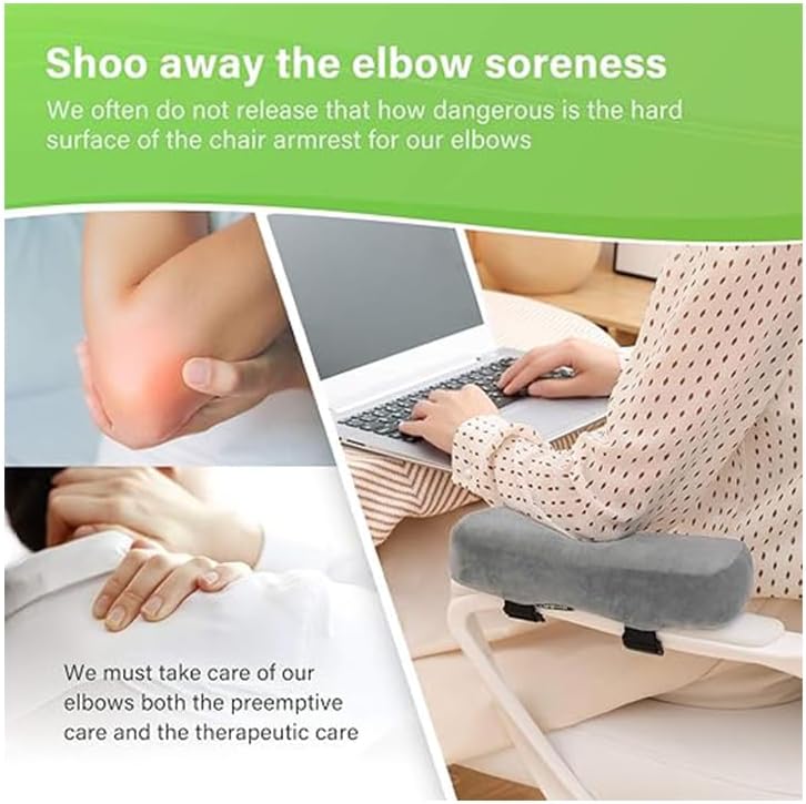 2 Pack Chair Armrest Pads,Chair Armrest Cooling Gel Cushions, Ergonomic Armrest Pads,Office Chair Armrest Pads Covers with Memory Foam Elbow Pillow for Forearm Pressure Relief for Computer (Grey)