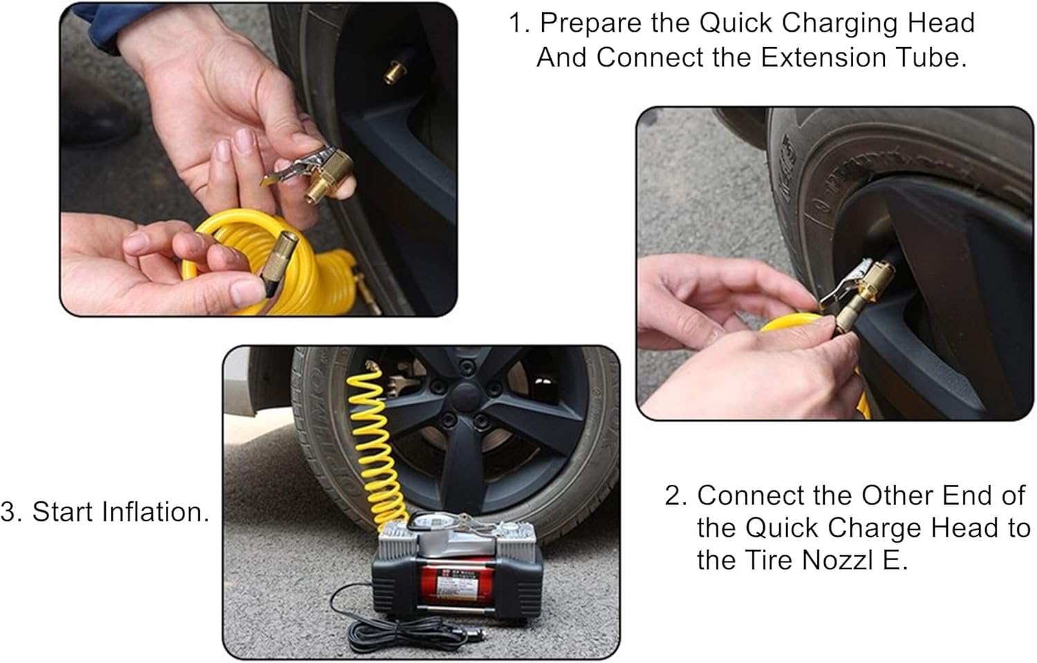 Tire Air Chuck with Clip Adapter, Brass Locking Tire Inflator Nozzle Adapter Connect, No Leakage Tire Chucks for Vehicle Inflator Compressor Pump Connect Accessories Tool 8mm 2Pack