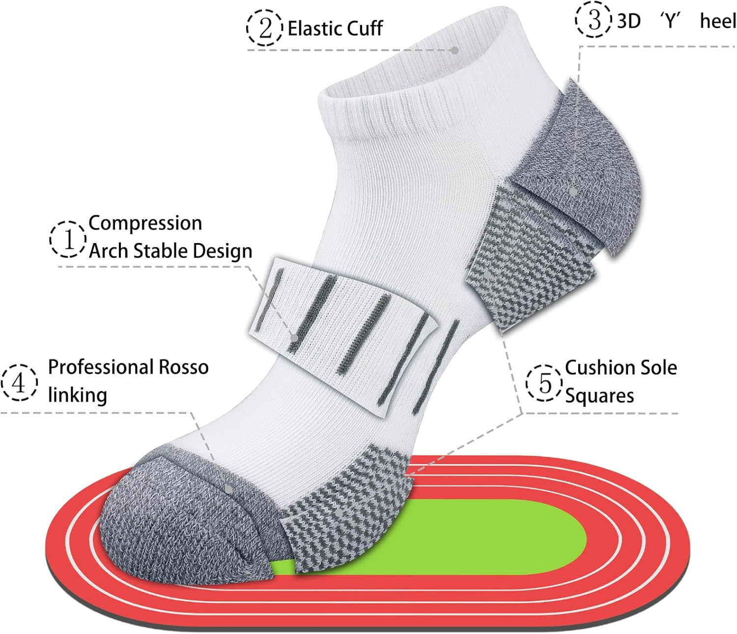Men's Athletic Ankle Socks Moisture Wicking Cushion Sports Running Low Cut Sock (8 Pairs)