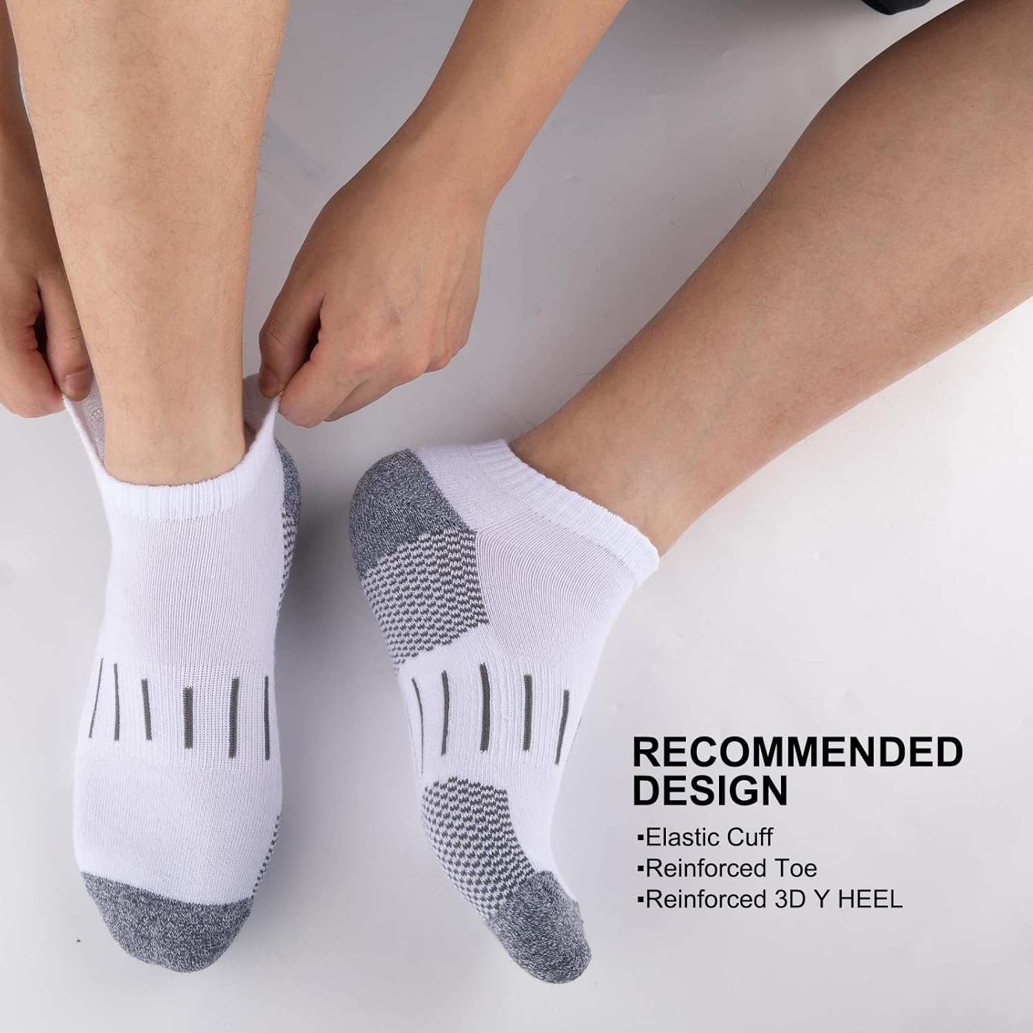Men's Athletic Ankle Socks Moisture Wicking Cushion Sports Running Low Cut Sock (8 Pairs)