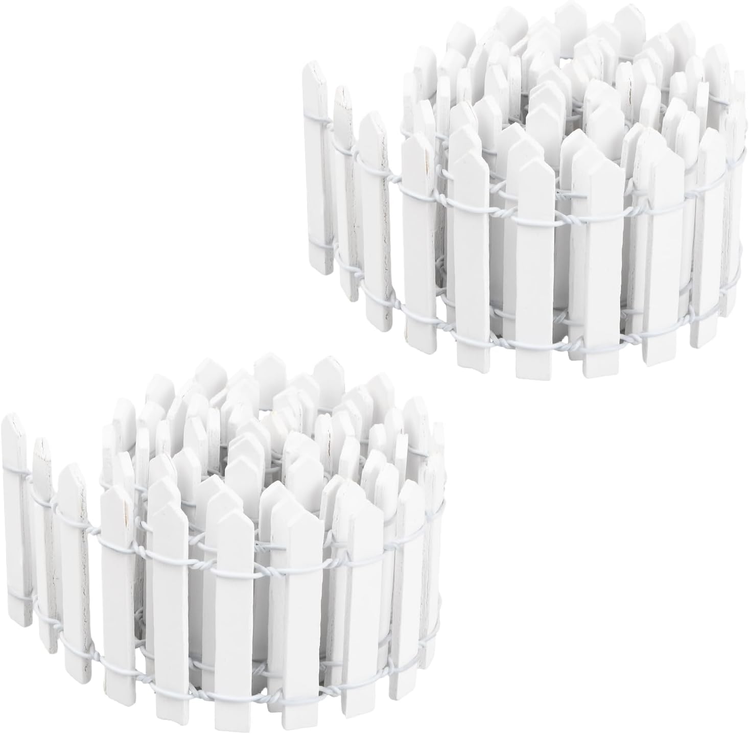 2Pcs 35x2 Inch Mini Wooden Garden Fence, Miniature Fairy Gardens Fence, Ornament Fences Picket Fence Decorative Fence for Home Dollhouse Micro Landscape Plant Pot Fairy Garden (White)