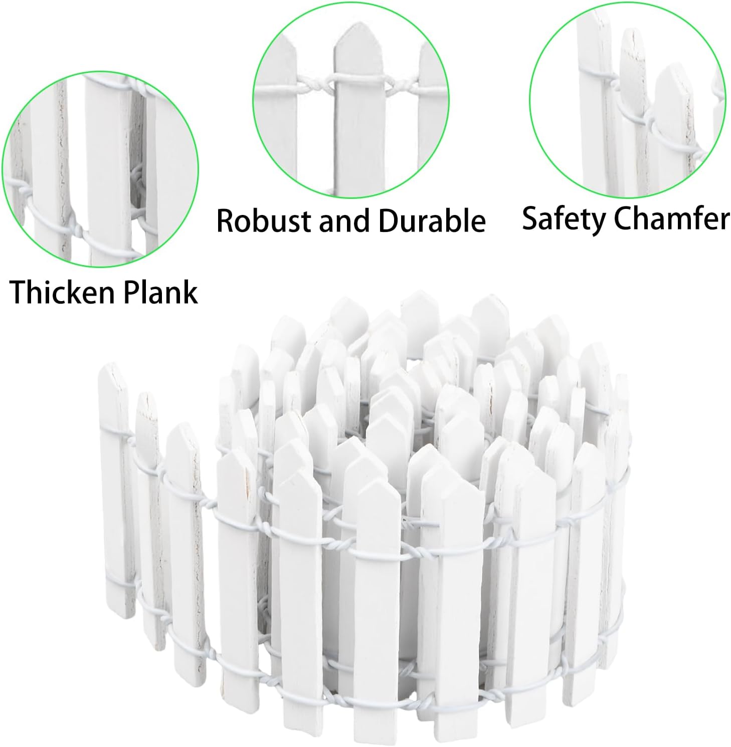 2Pcs 35x2 Inch Mini Wooden Garden Fence, Miniature Fairy Gardens Fence, Ornament Fences Picket Fence Decorative Fence for Home Dollhouse Micro Landscape Plant Pot Fairy Garden (White)