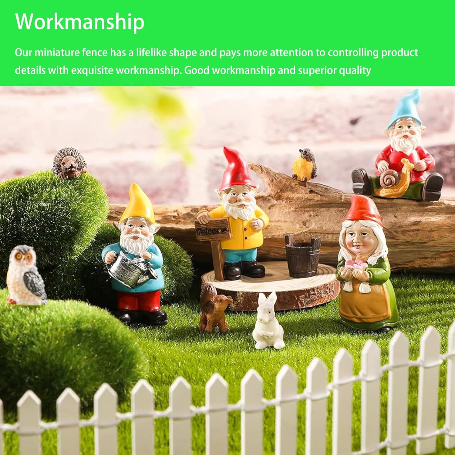 2Pcs 35x2 Inch Mini Wooden Garden Fence, Miniature Fairy Gardens Fence, Ornament Fences Picket Fence Decorative Fence for Home Dollhouse Micro Landscape Plant Pot Fairy Garden (White)