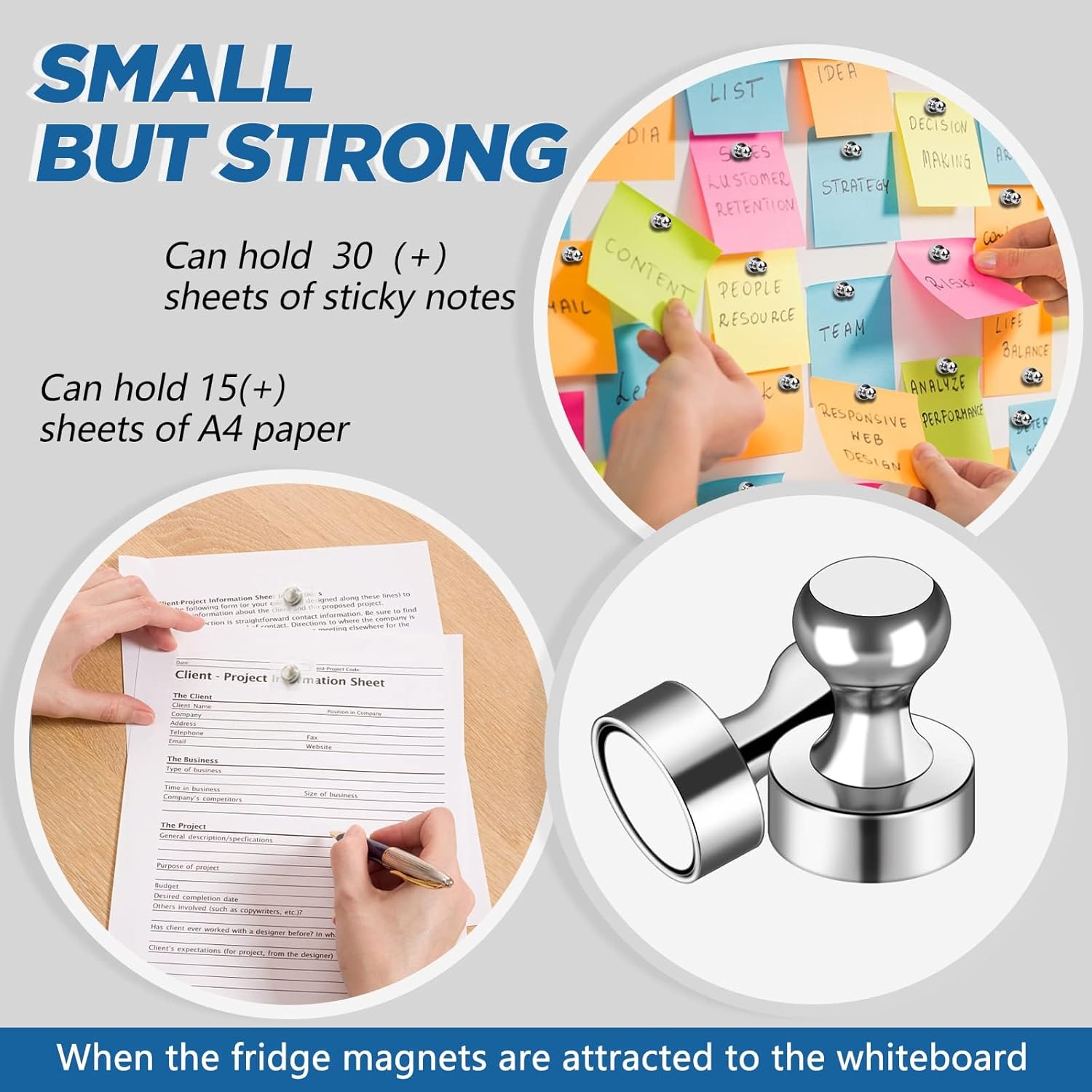 90Pcs Refrigerator Magnets - Strong Neodymium Fridge for Whiteboard, Metal Push Pin Magnets, Ideal Kitchen, Office, School