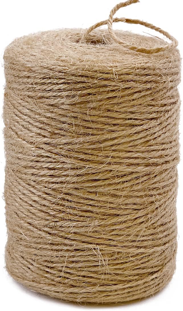 PerkHomy Natural Jute Twine 600 Feet Long String for Crafts Gift Wrapping Packing Gardening Crochet Knitting Macrame Decor (Brown 2mm * 600feet) (1/12 In) (182M)