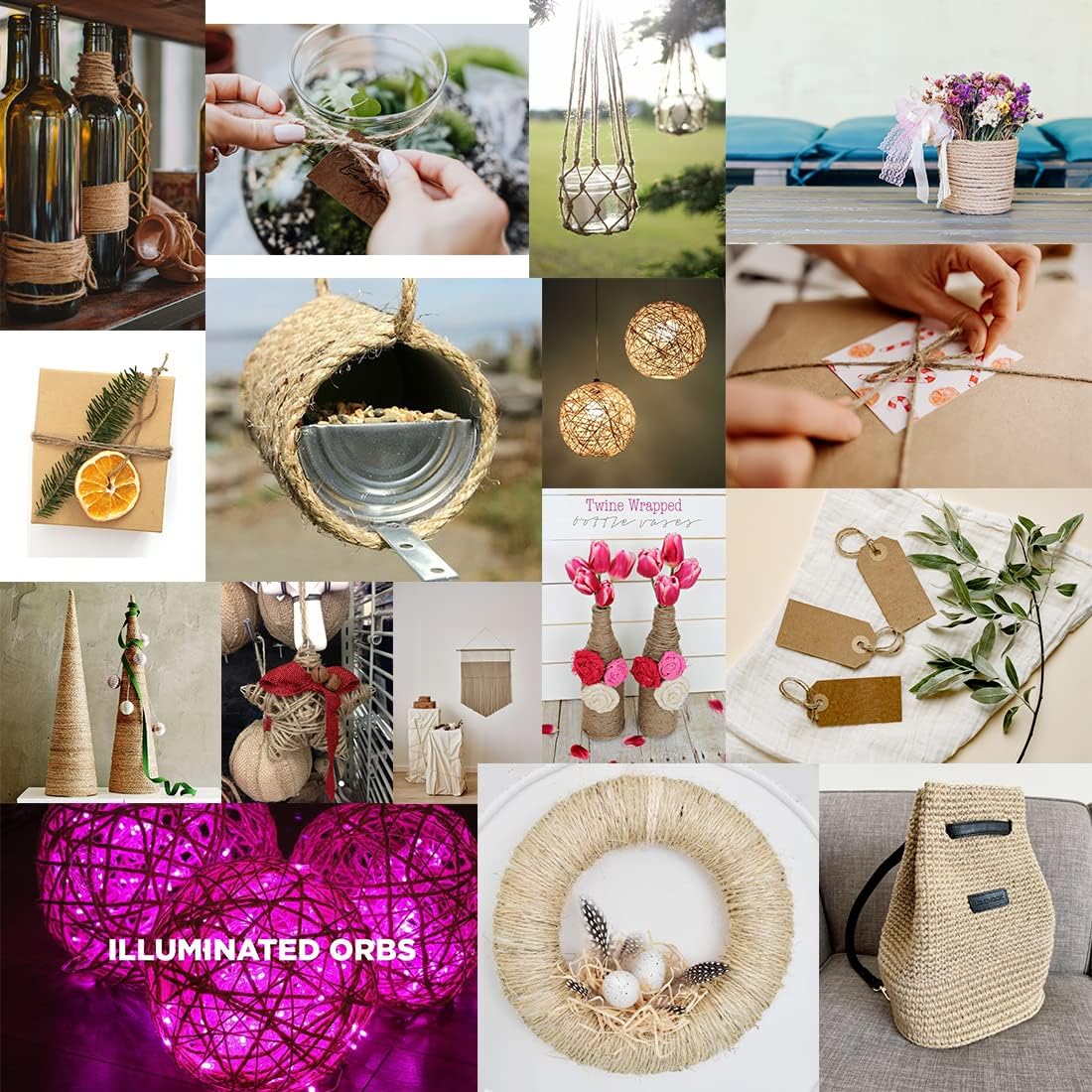 2Pack 2mm Natural Jute Twine String 1600 Feet Long for Crafting Gardening Gift Wrapping Macrame DIY Home Decor (Brown-800Feet/Roll) ( * 800 ) / Pc 2 Pcs