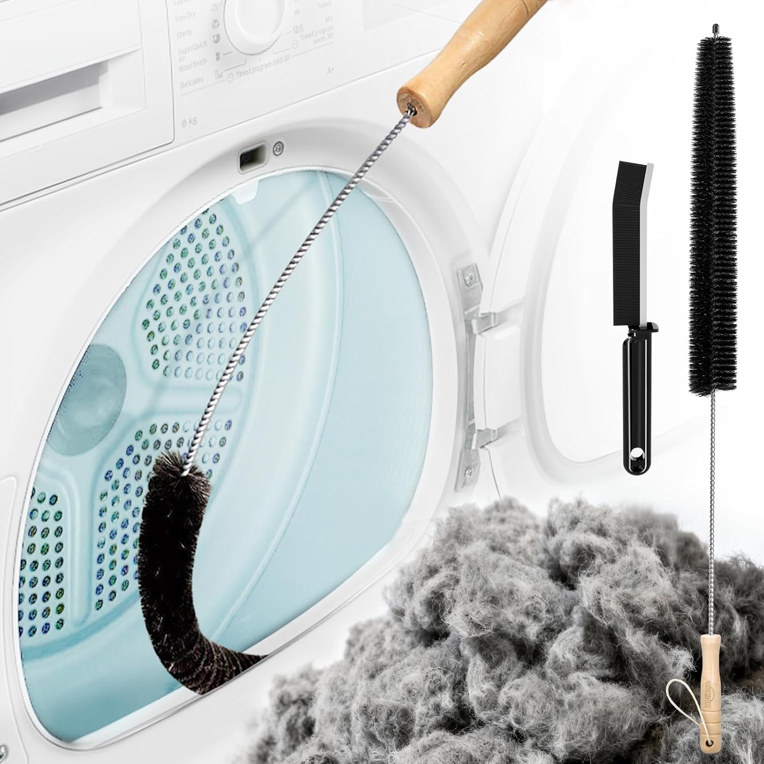 Dryer Vent Cleaner Kit - Household Cleaning Supplies, Lint Brush, Refrigerator Long Coil Flexible Remover, Removing Dust and Pet Hair 28