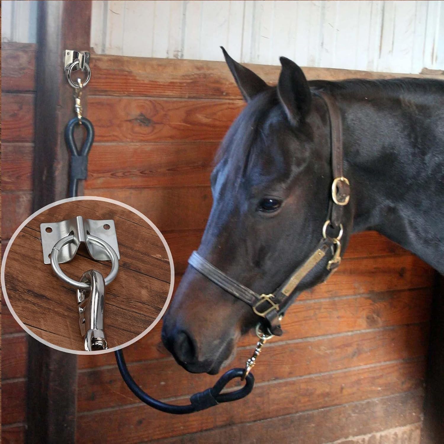 4PCS Cross Tie Ring for Horse,Block Hitching with Screws Horse Stall Stable -
