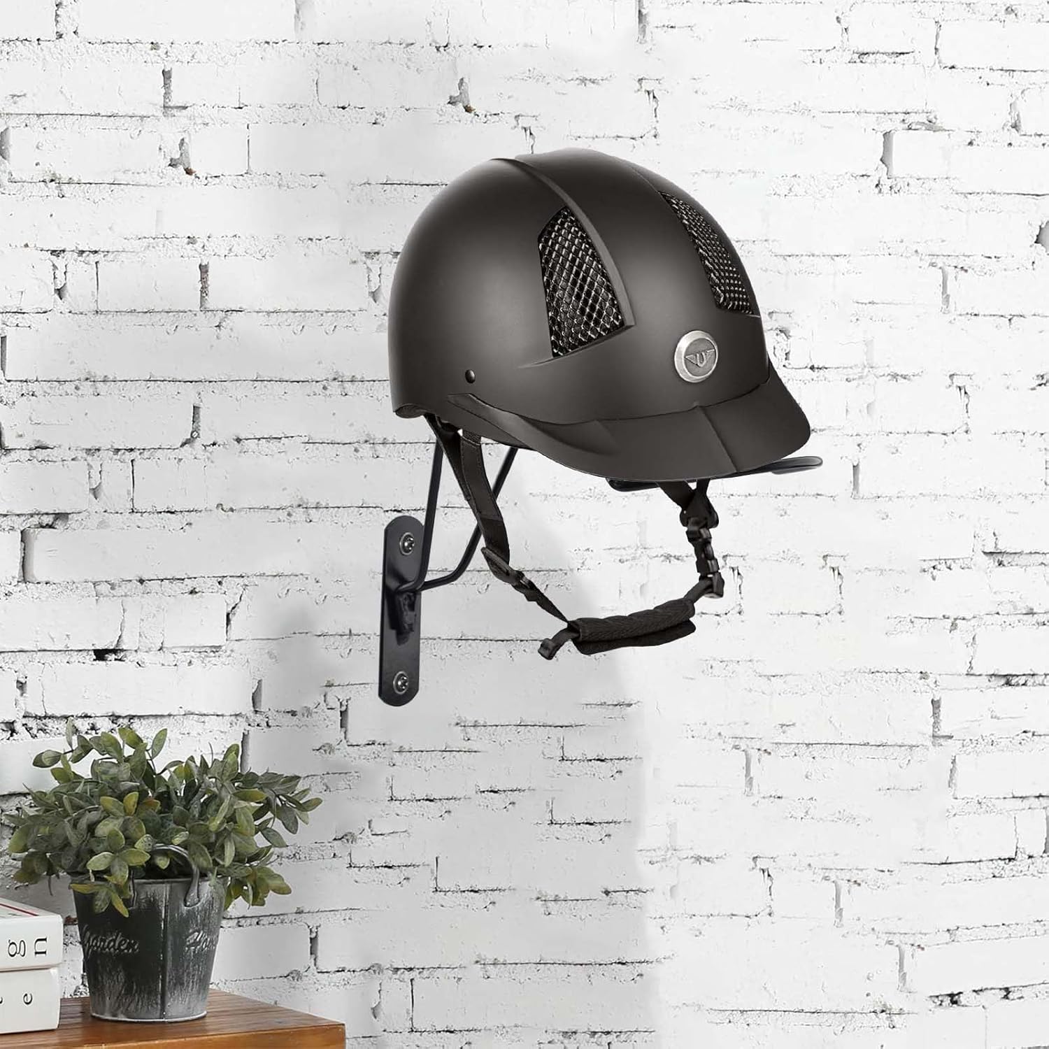 Wall Mounted Equestrian Helmet Rack,Metal Holder for Motorcycle Bike Baseball -