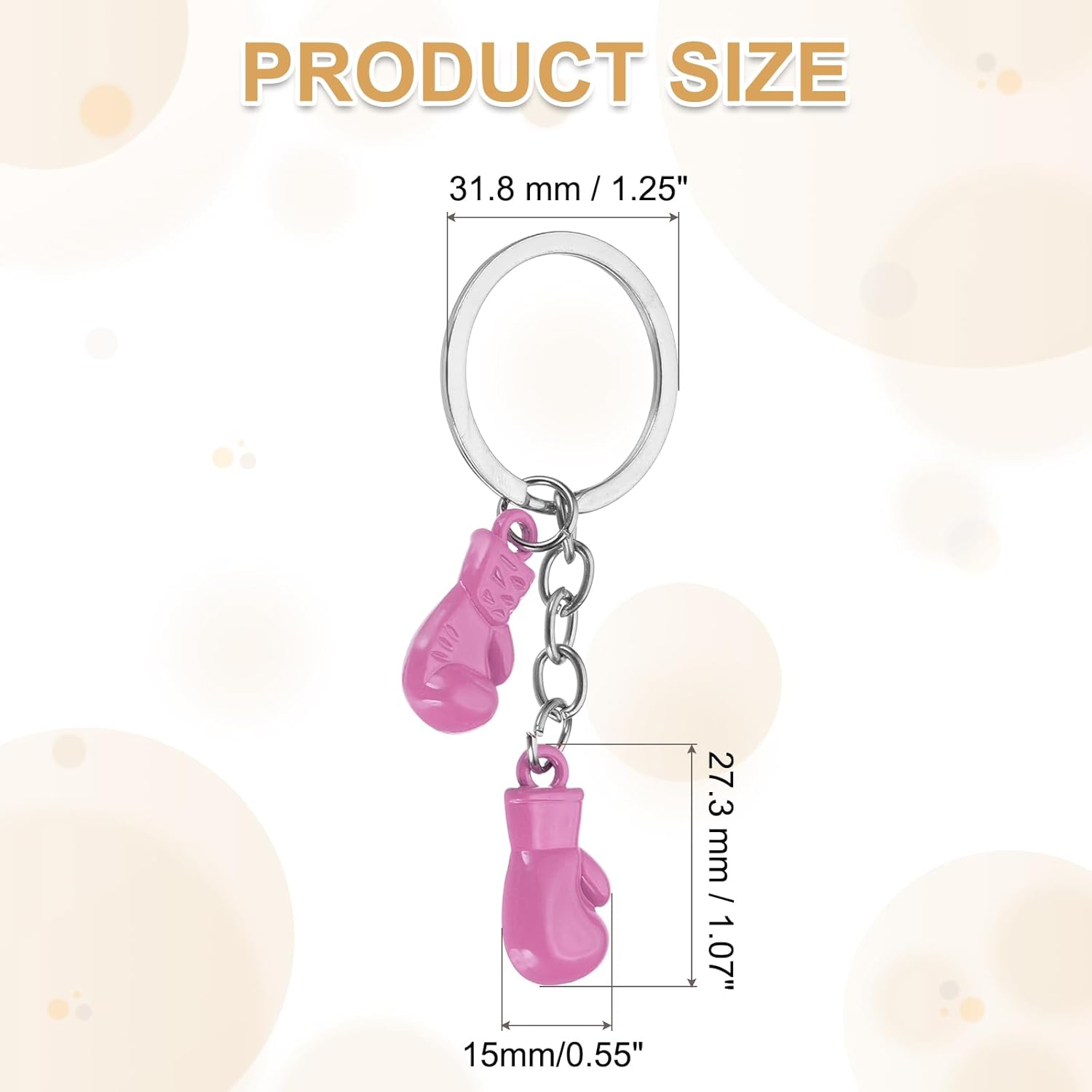 Boxing Keychain, Mini Cute Gloves Key Chain Sport Pendant Rings Bag Backpack Decor Pink -