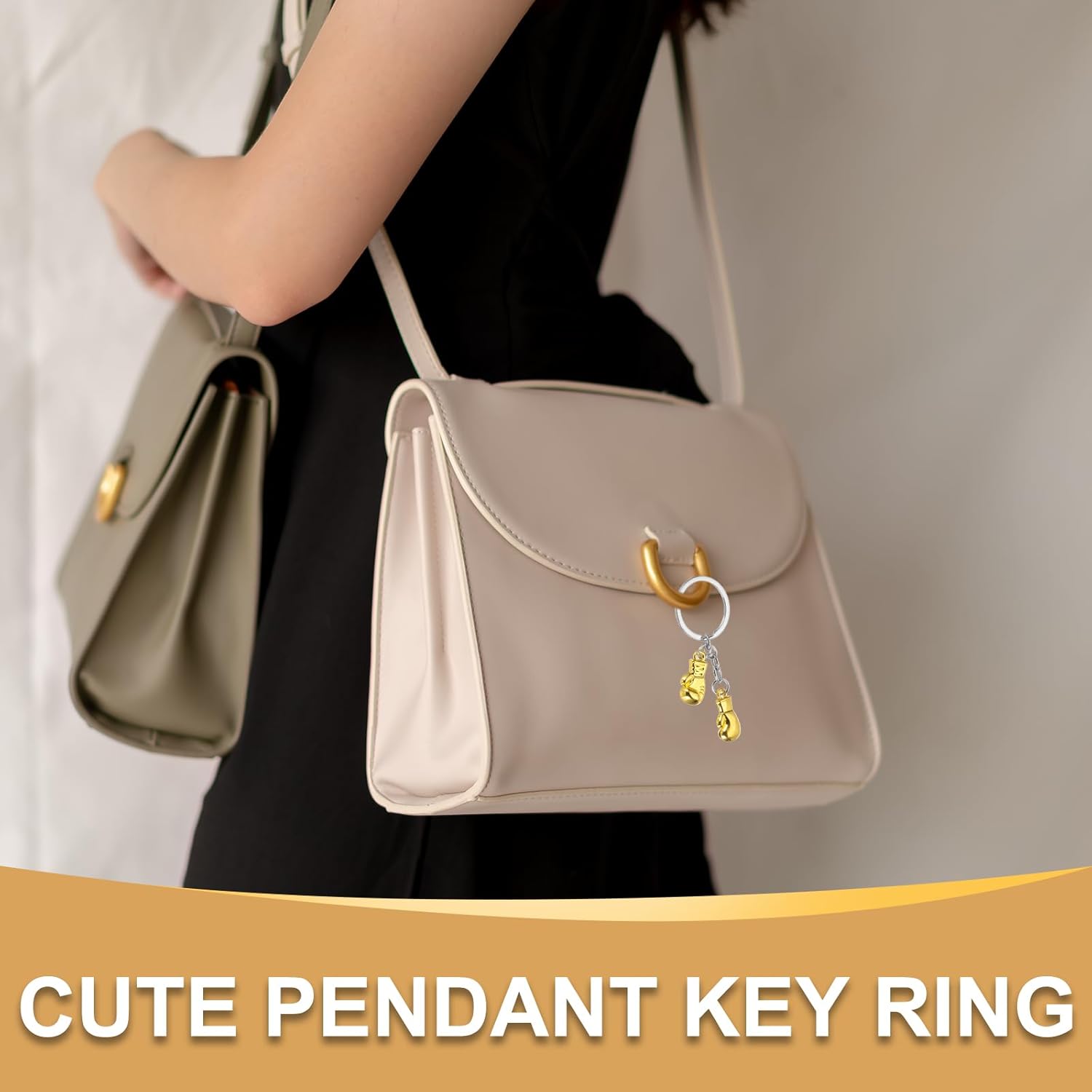 Boxing Keychain, Mini Cute Gloves Key Chain Sport Pendant Rings Bag Backpack Decor Pink -
