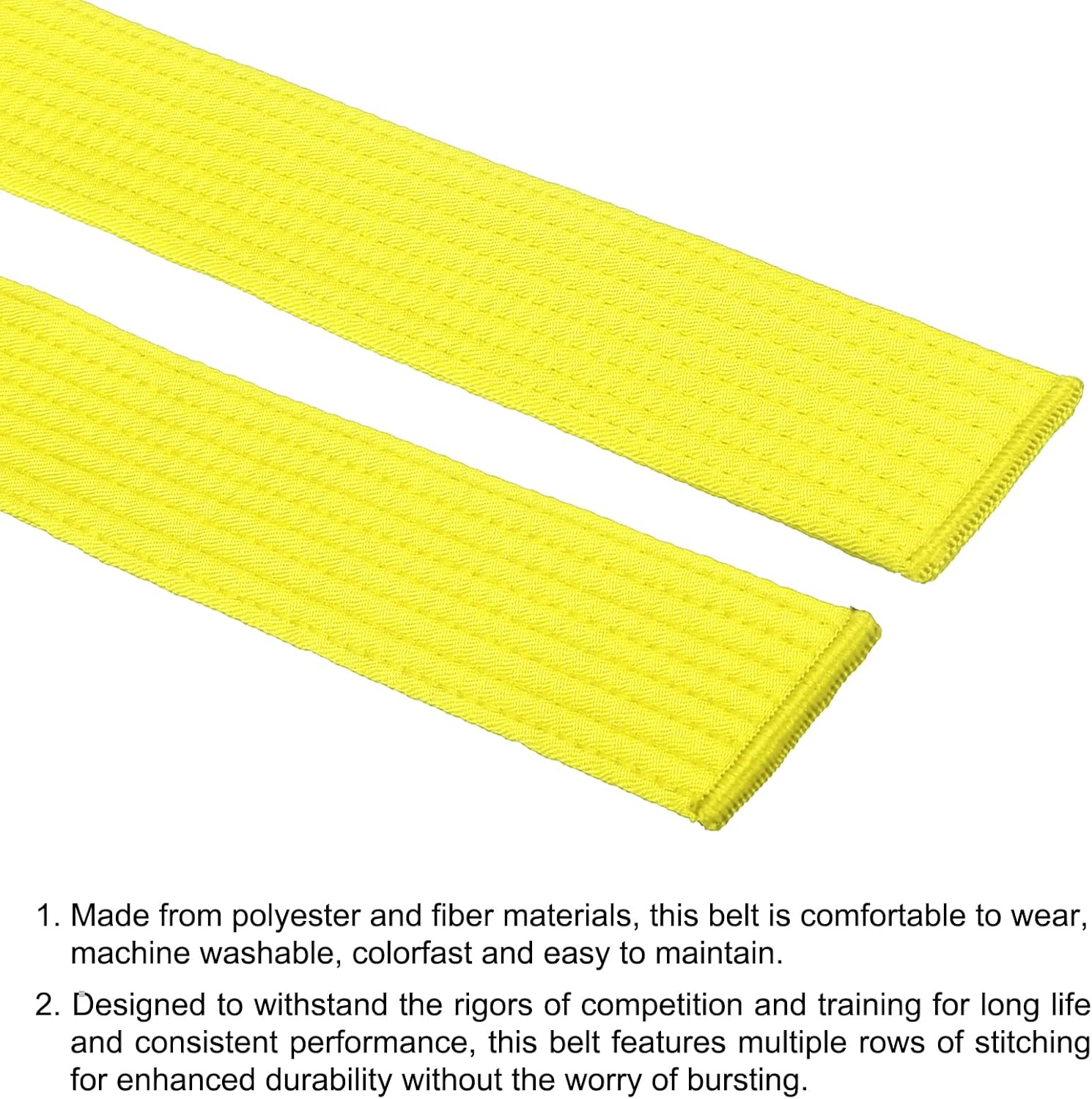 Taekwondo Colored Ranking Belts, Polyester Martial Arts Judo Karate Belt for Coach Teaching Practice Yellow 1.6IN x 7.2FT