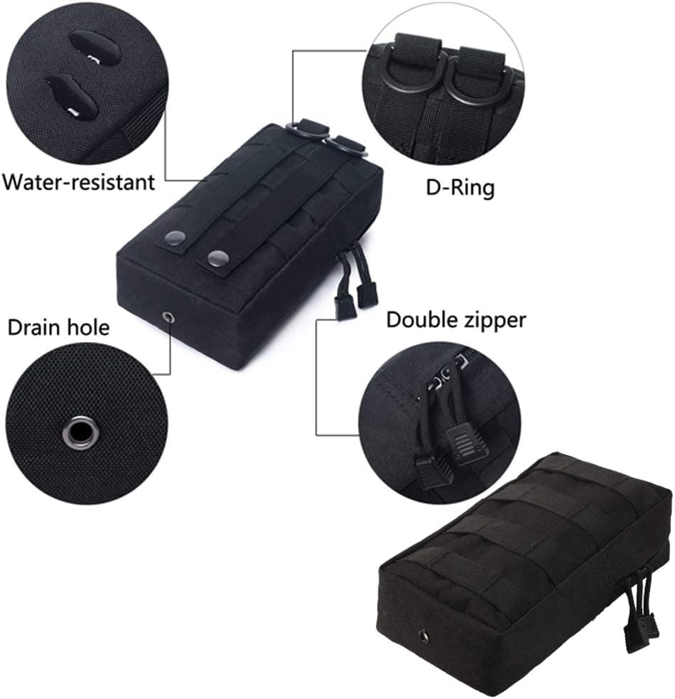 Molle Pouches Water-Resistant Tactical Utility Gadget Gear EDC Pouch Black 2 Pack