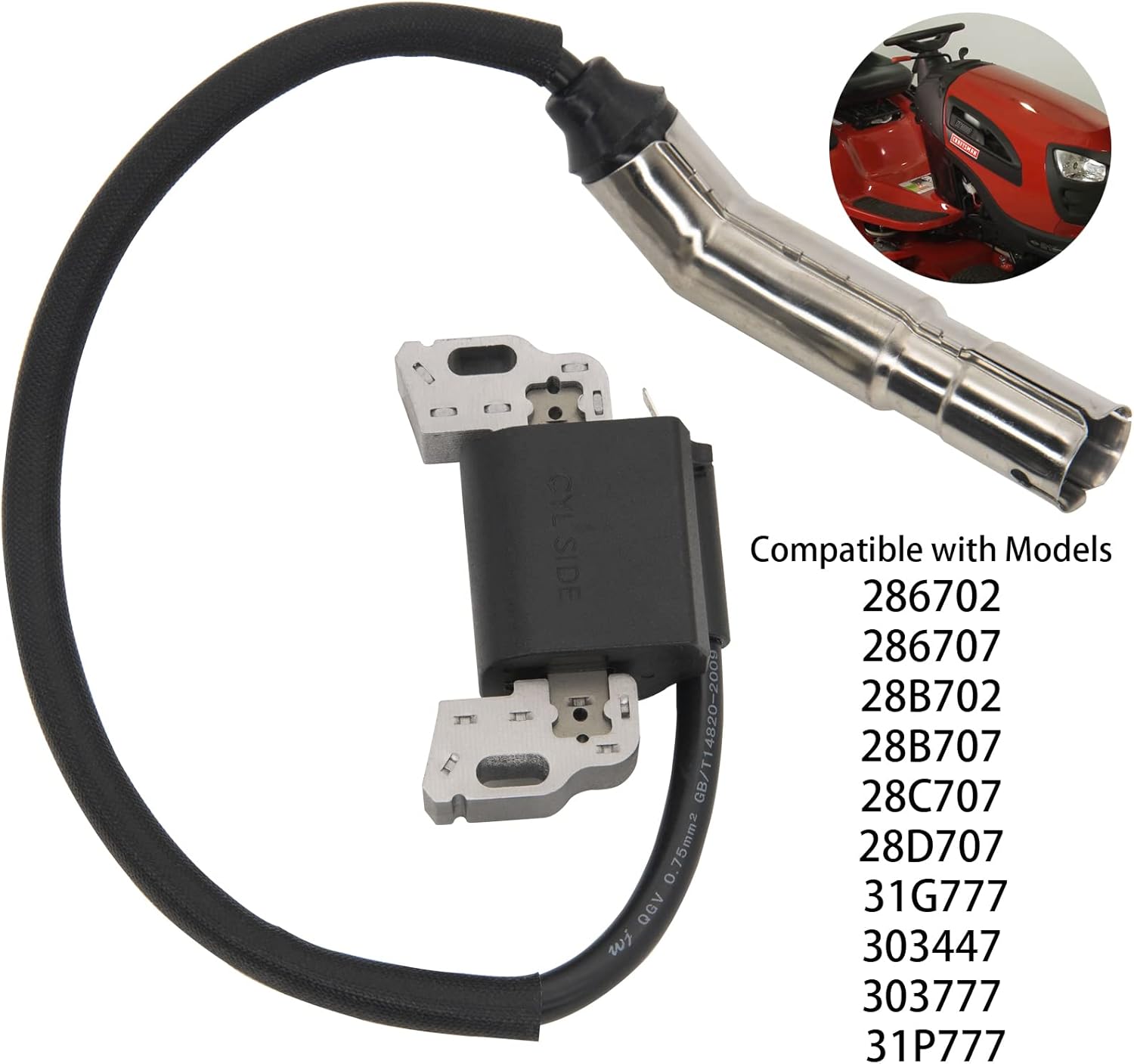 595304 Ignition Coil Magneto Armature, for BS 799650 592841 795315 17HP 17.5HP 19.5HP 20HP Intek OHV Engine Poulan Craftsman MTD Troy-Bilt Lawn Mower Engines Armature -