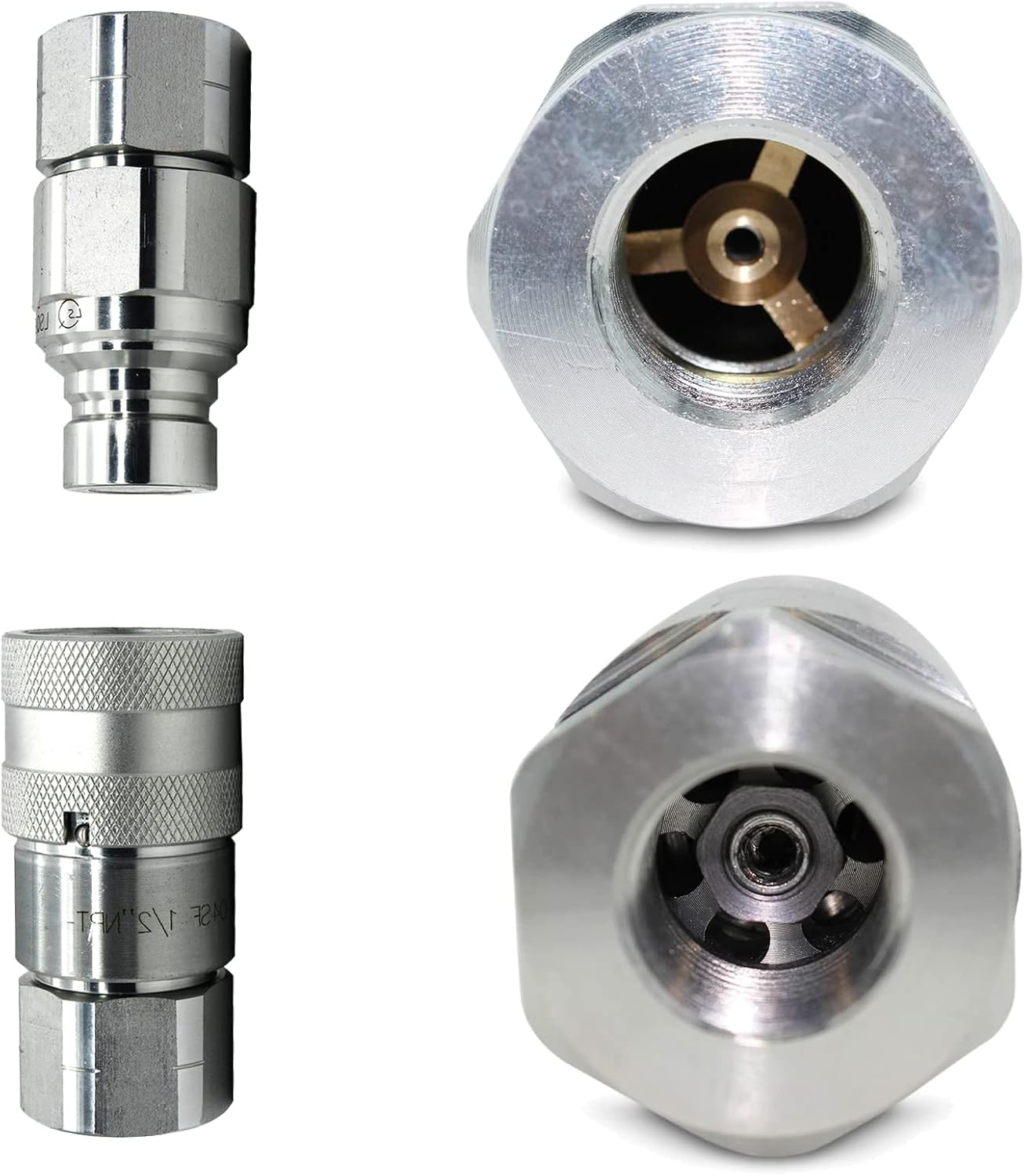 Flat Face Hydraulic Couplers,1/2" Skid Steer Couplers,For Bobcat Case,New Holland,Kubota,Quick Disconnect Coupler,NPT Thread -