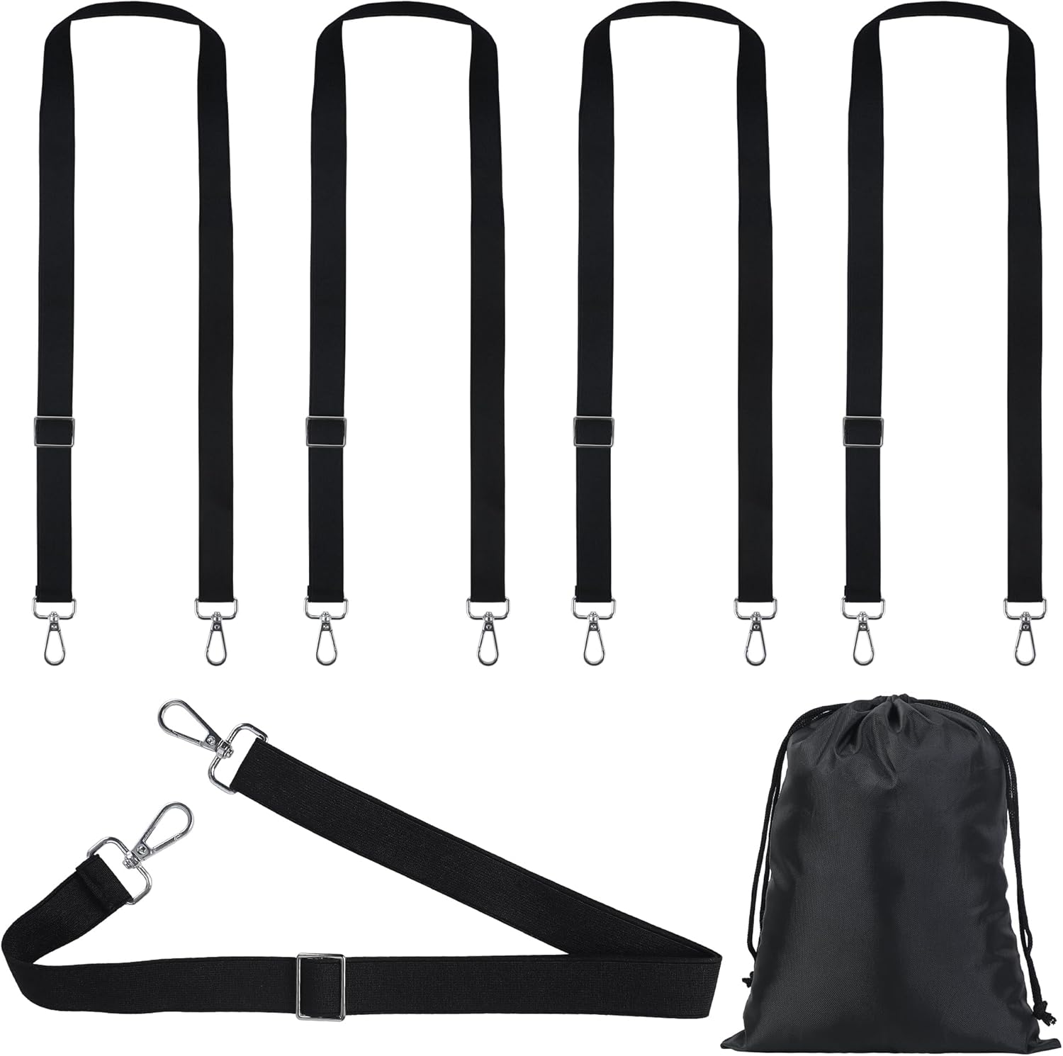Horse Blanket Leg Straps, Elastic Belly Replacement Straps with Metal Double Swivel Snaps, 4 Pieces, Adjustable Length from 25.5" to 51"