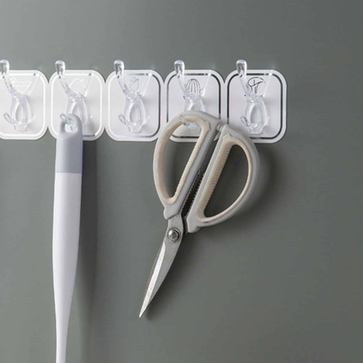 6Pcs Acrylic Wall Mounted Necklaces Organizer,6 Hooks Jewelry Stand Organizer,No Drilling Hanging Hook Strong Bearing Capacity for Kitchen Bathroom(White)