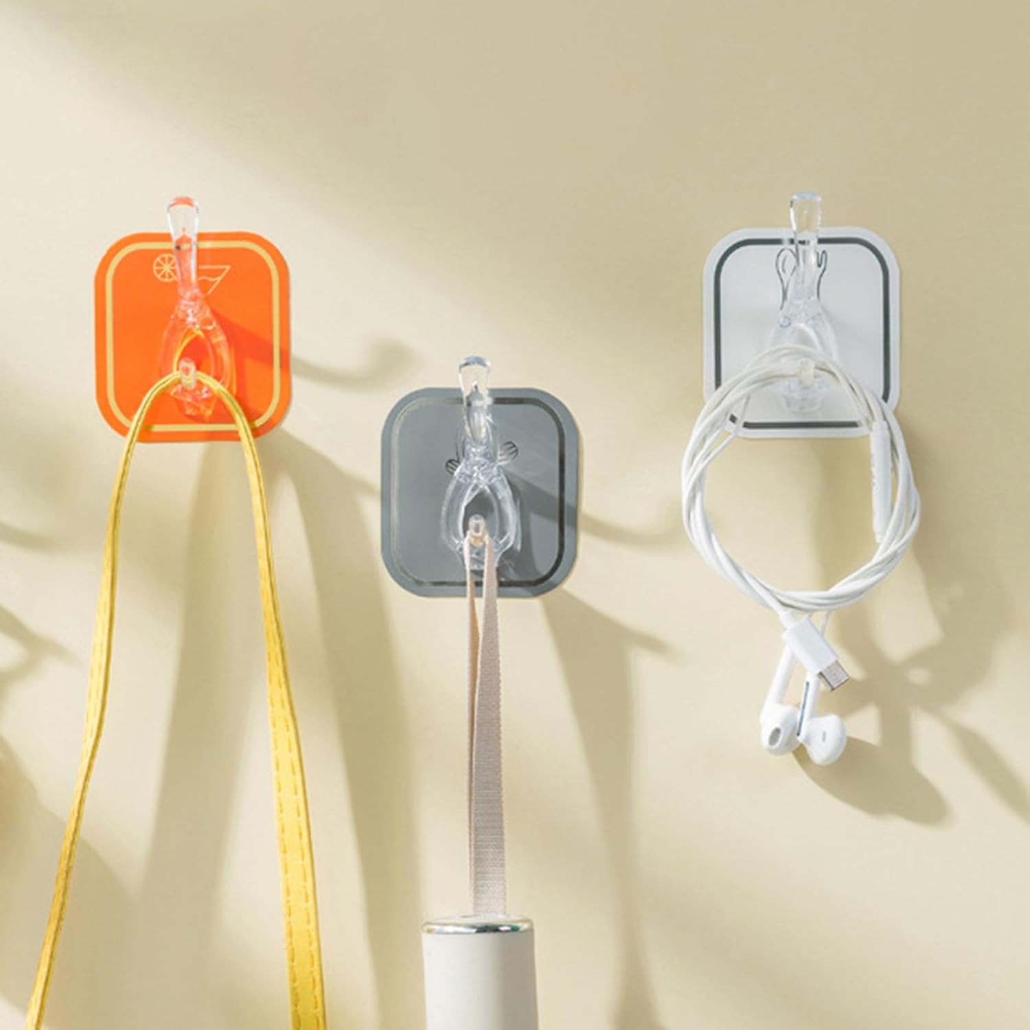 6Pcs Acrylic Wall Mounted Necklaces Organizer,6 Hooks Jewelry Stand Organizer,No Drilling Hanging Hook Strong Bearing Capacity for Kitchen Bathroom(White)