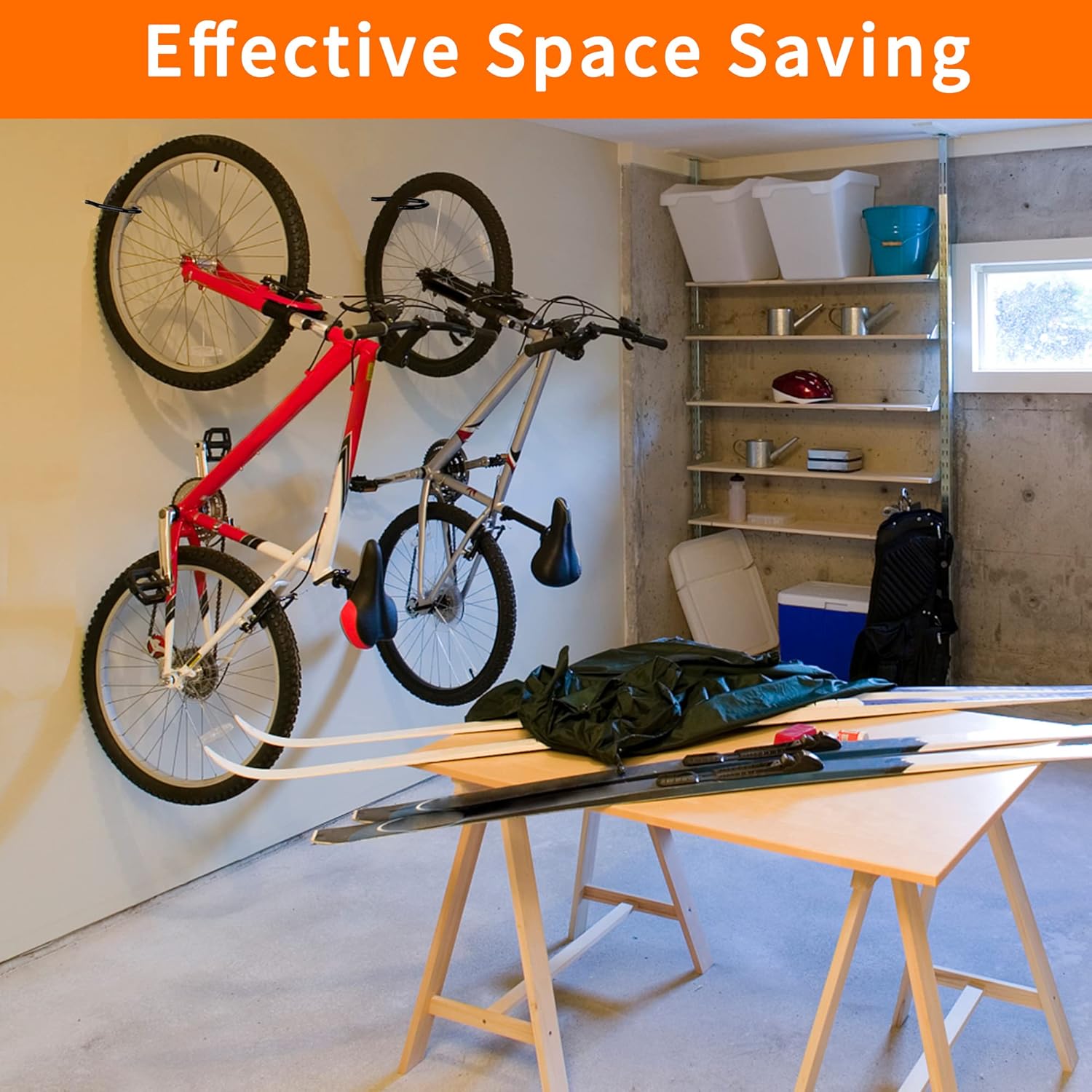 Heavy Duty Bike Hooks - 4-pack - Garage - Ceiling - Wall - Screw Mount - Bike Rack - Bicycle Storage and Hanging - Wall Mount - Black