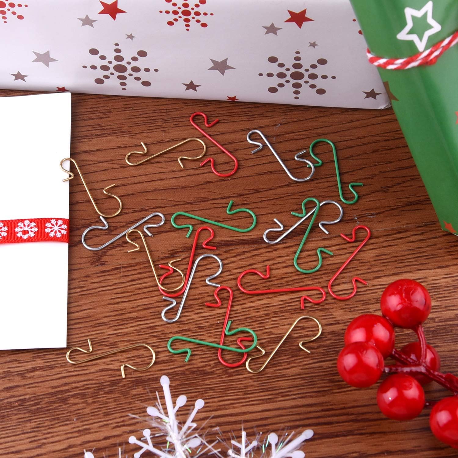 Haken - 4 colours - 200 pieces - Christmas decoration hooks - Stainless steel Christmas decorations - Art - Christmas tree decorations - Silver, red, gold and green