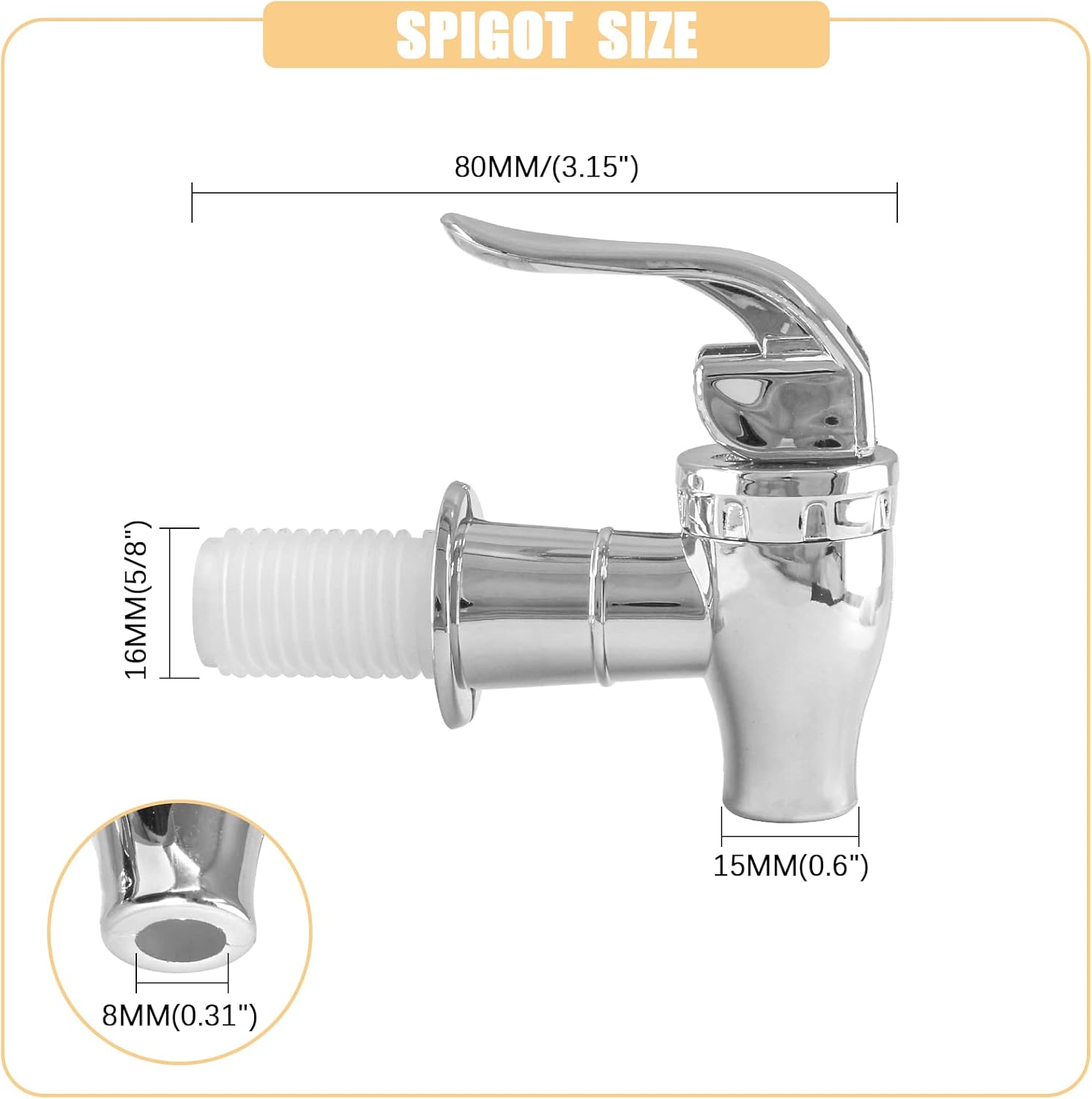 Biaungdo 2 Pcs Replacement Spigot for Beverage Dispenser, Silver Push Style Beverage Dispenser Carafe Spigot Water Dispenser Replacement Spout Faucet