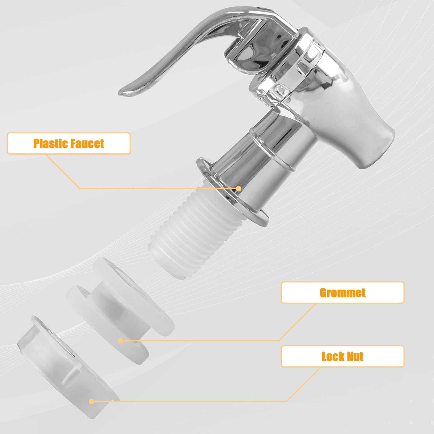 Biaungdo 2 Pcs Replacement Spigot for Beverage Dispenser, Silver Push Style Beverage Dispenser Carafe Spigot Water Dispenser Replacement Spout Faucet